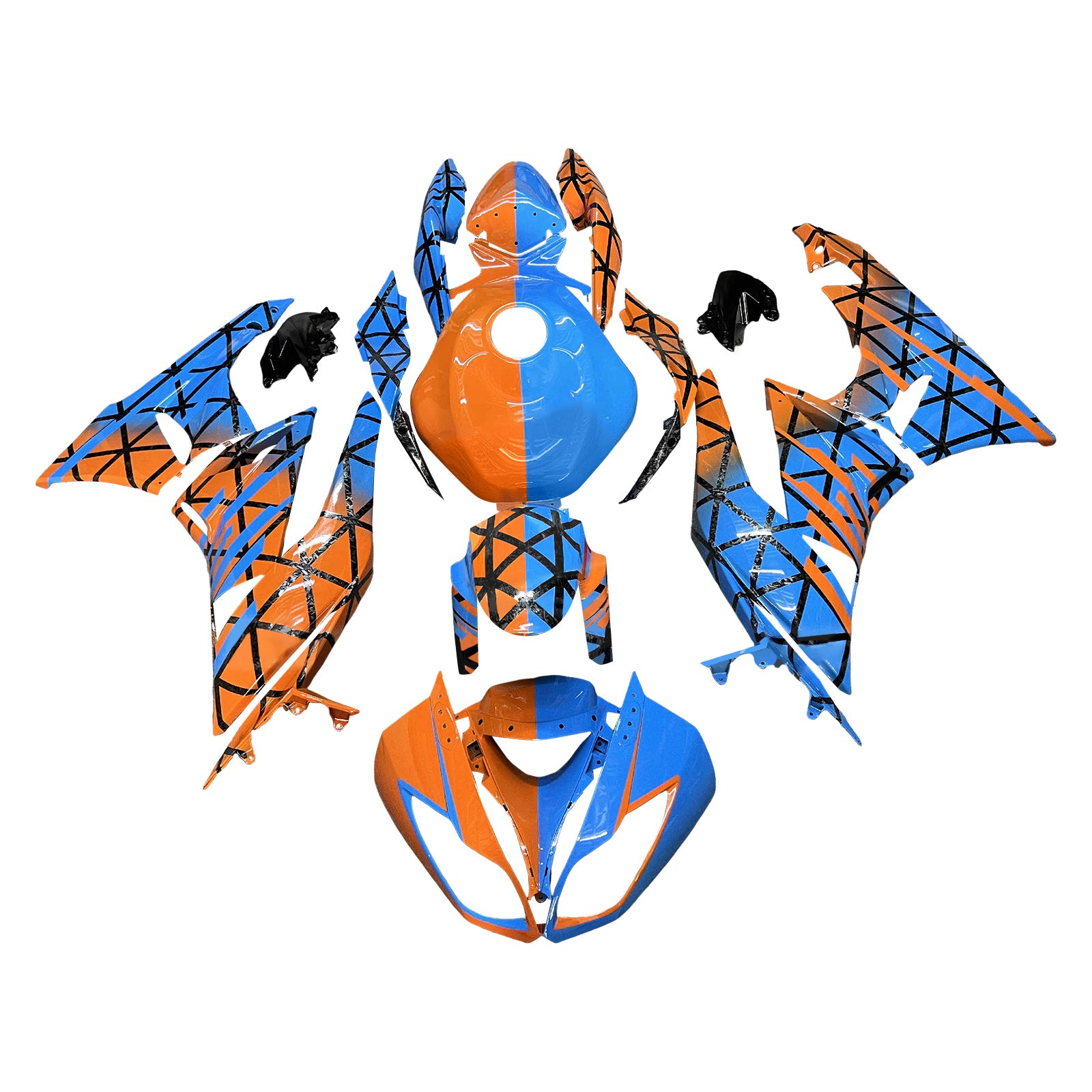 Amotopart 2009-2012 Kawasaki ZX6R 636 Orange Blue Fairing Kit