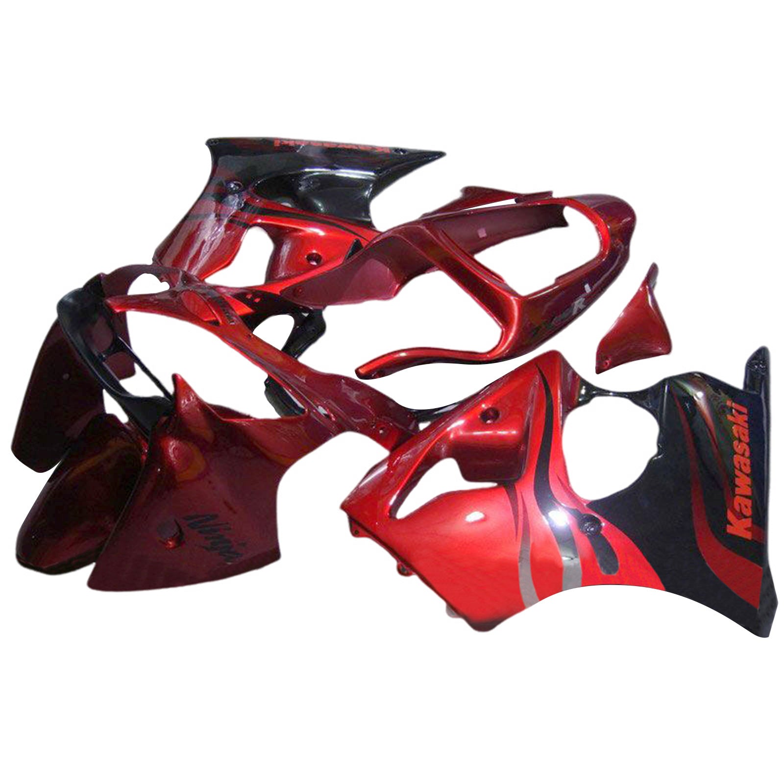 Amotopart 2000-2002 Kawasaki ZX6R 636 & 2005-2008 Kawasaki ZZR600 Red Black Fairing Kit