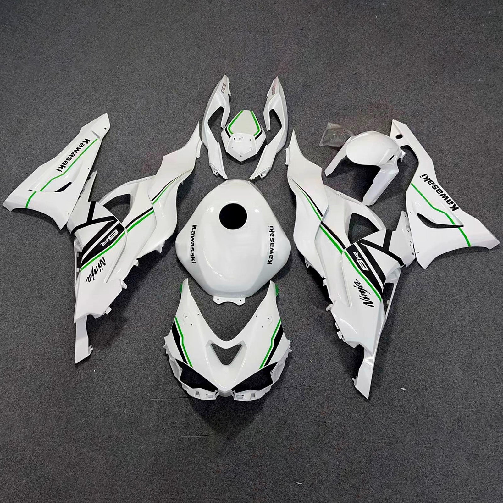 Amotopart 2024-2025 Kawasaki ZX-6R White Black Green Fairing Kit