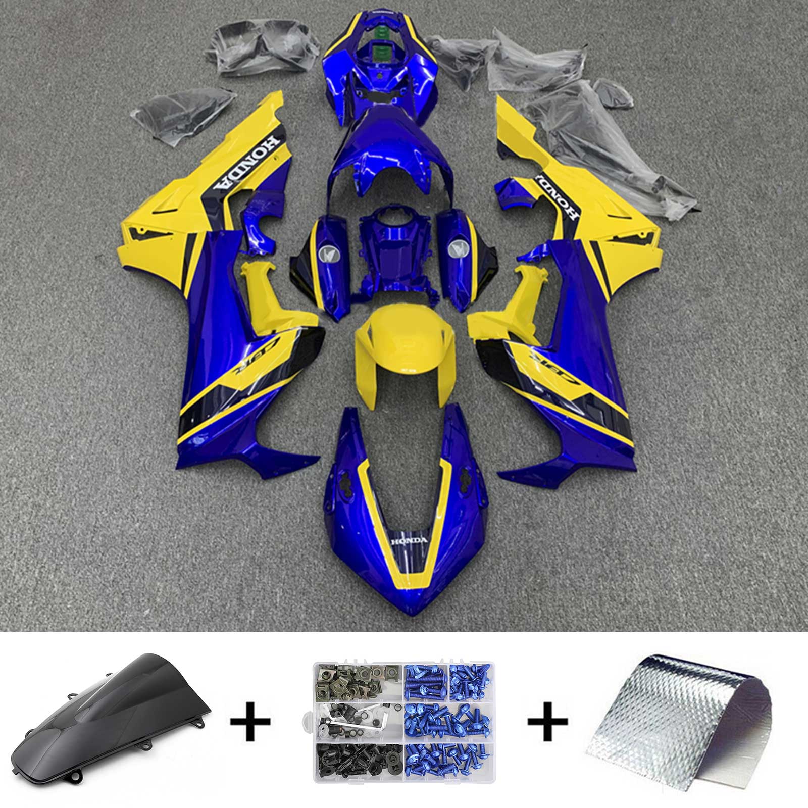 Carénage Amotopart Honda CBR1000RR 2017-2025 Bleu&Kit jaune