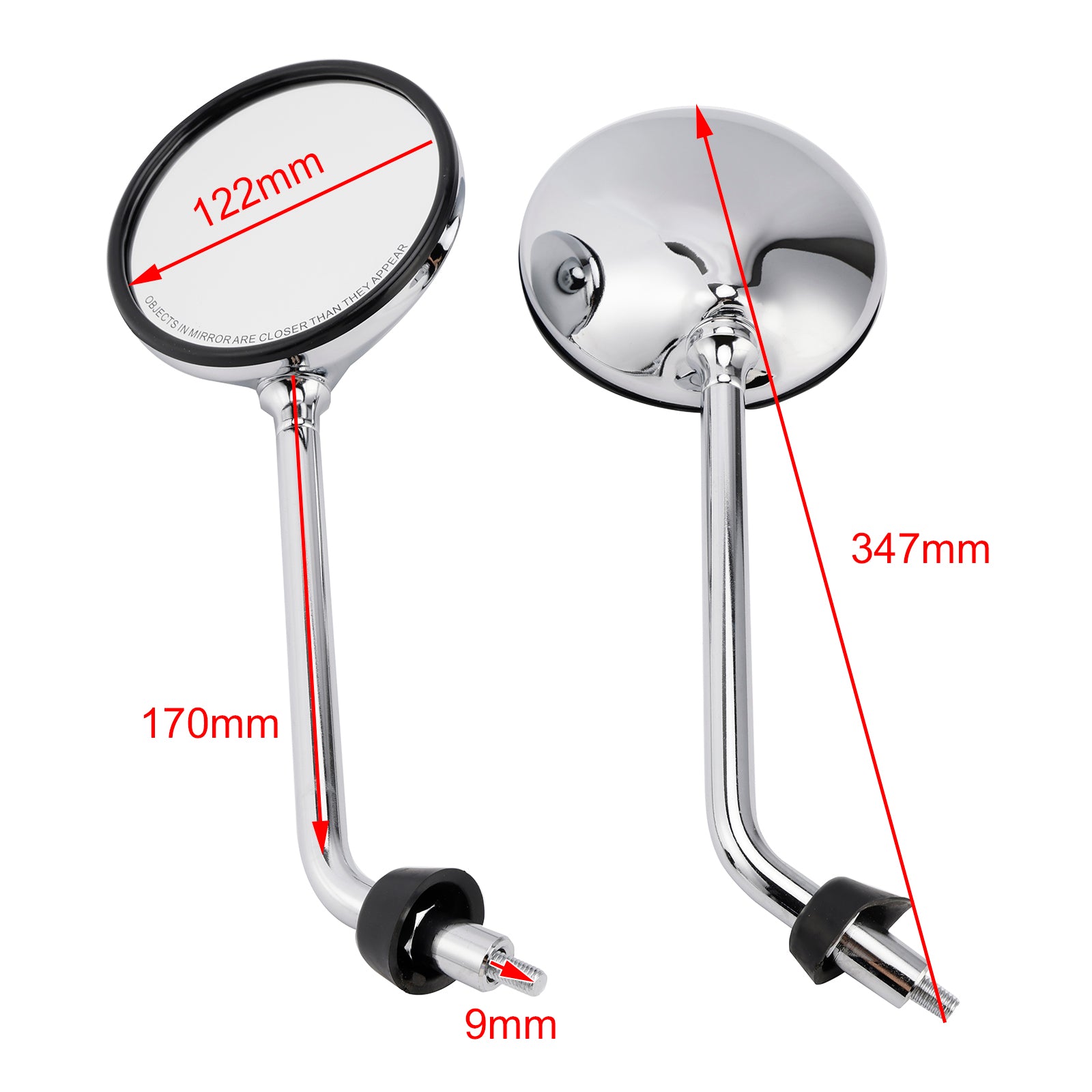 2005-2013 Vespa LX 50 2T/4T & LX 125 & LX 150 Chrome Rearview Mirror Set