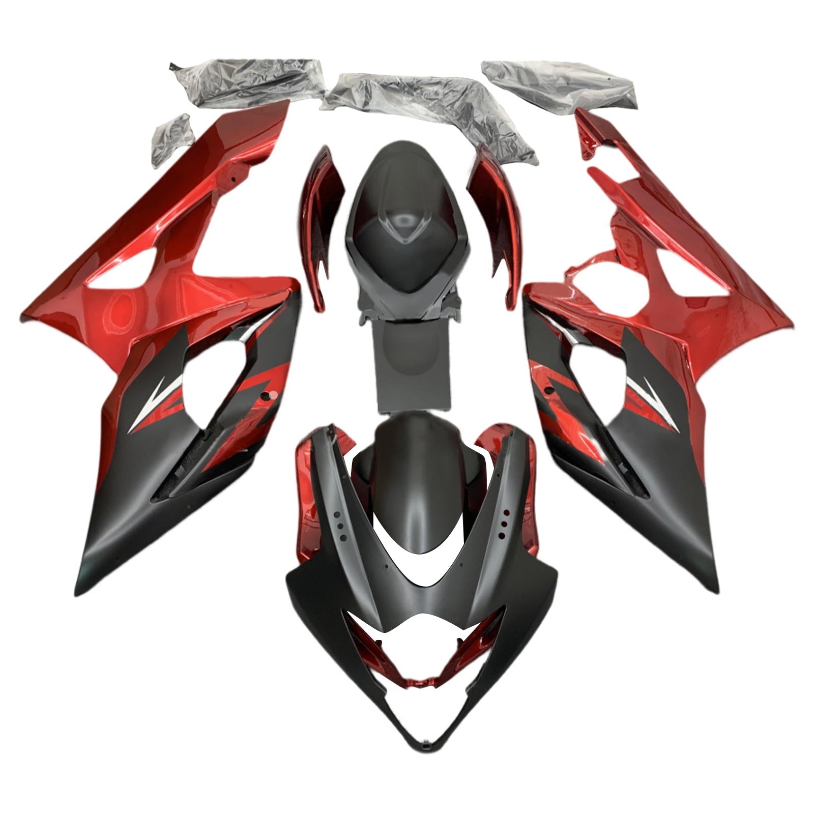 Amotopart Suzuki GSXR1000 K5 Rouge 2005-2006&Kit de carénage noir