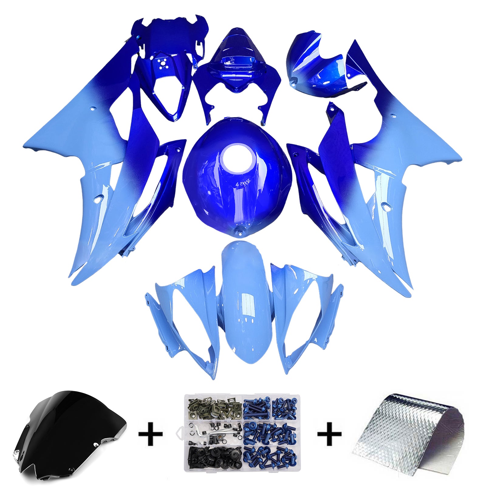 Amotopart 2008-2016 Yamaha YZF-R6 Blue Light Blue Fairing Kit