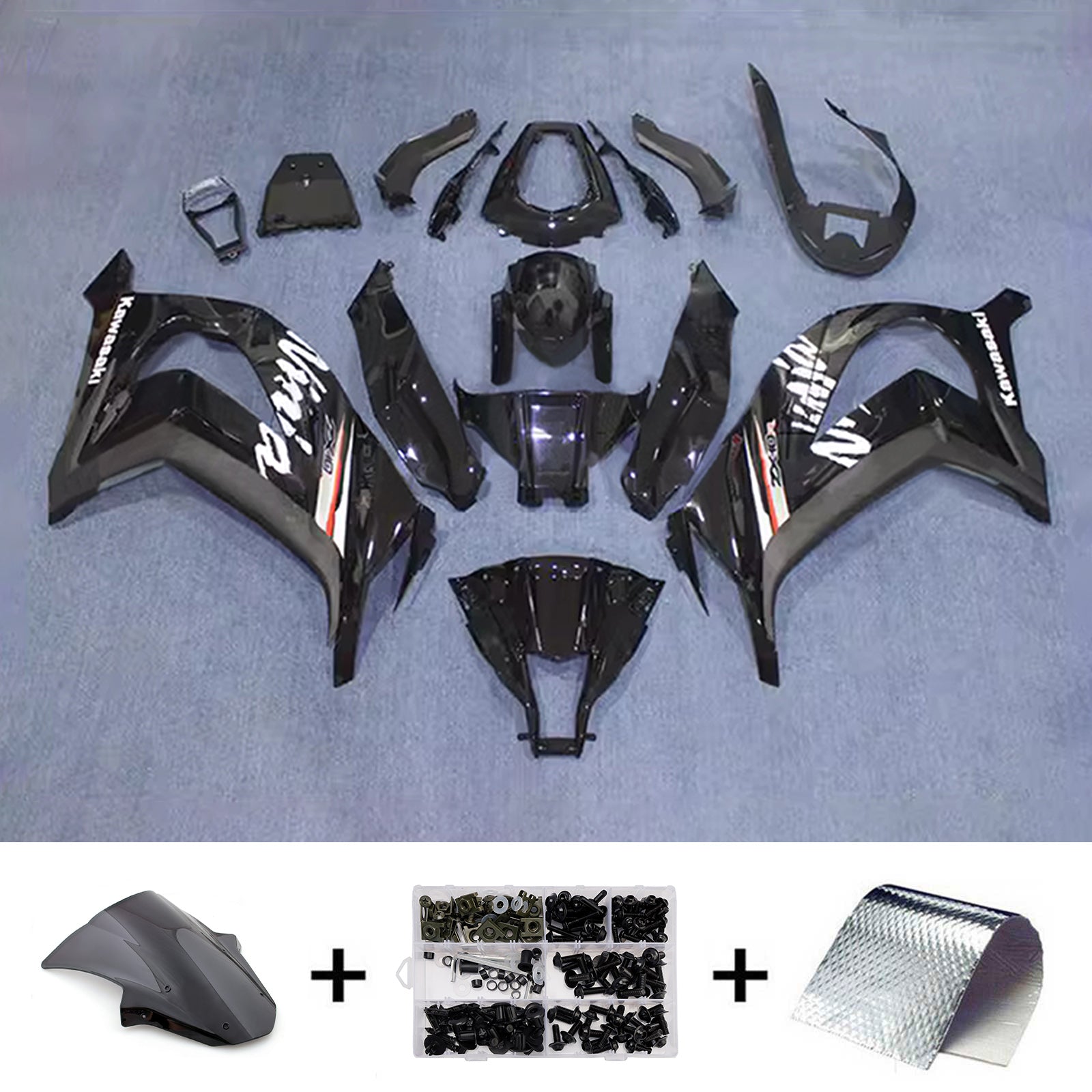 Amotopart 2011-2015 Kawasaki ZX10R Black White Fairing Kit