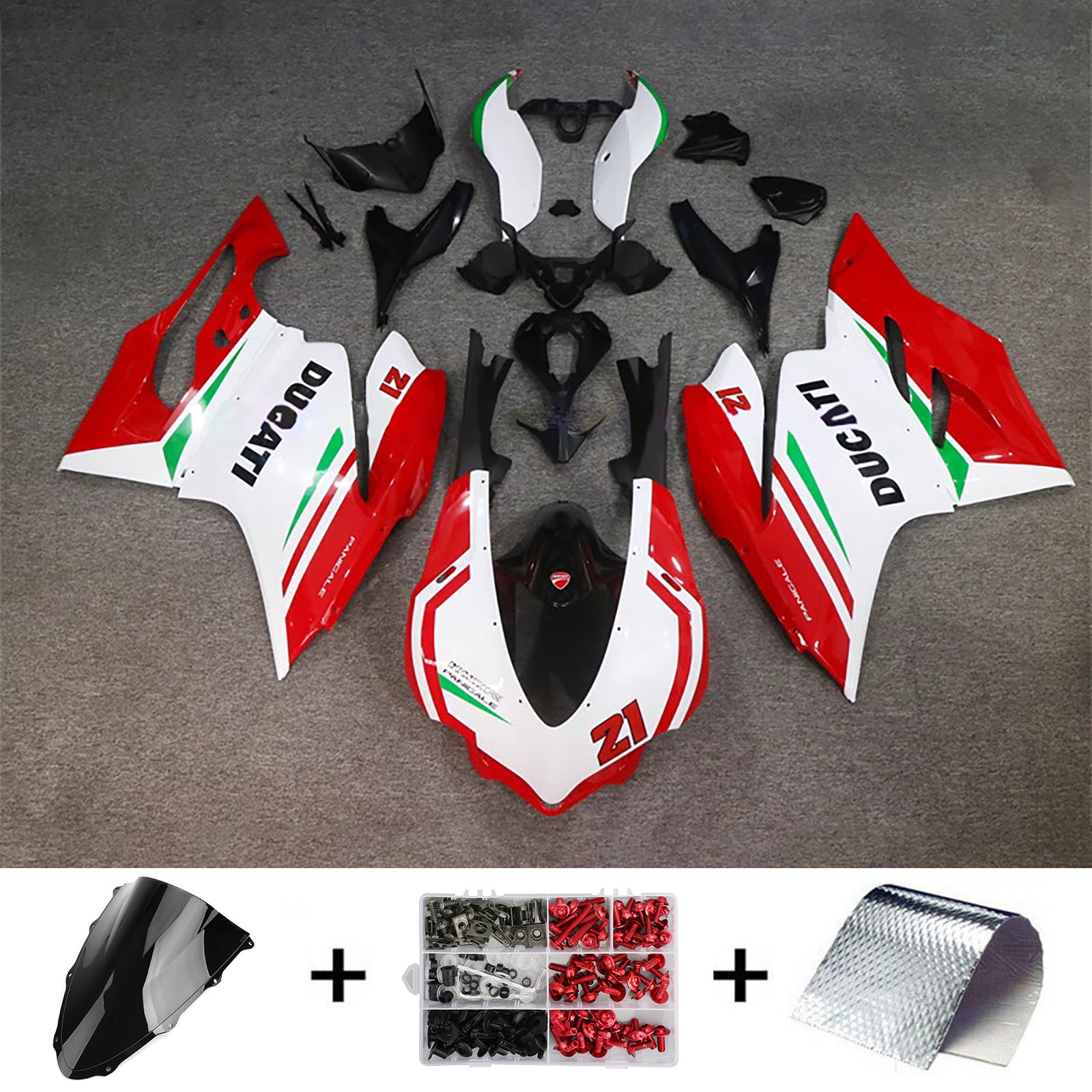Amotopart 2015-2020 Ducati 959 Red Green White Fairing Kit