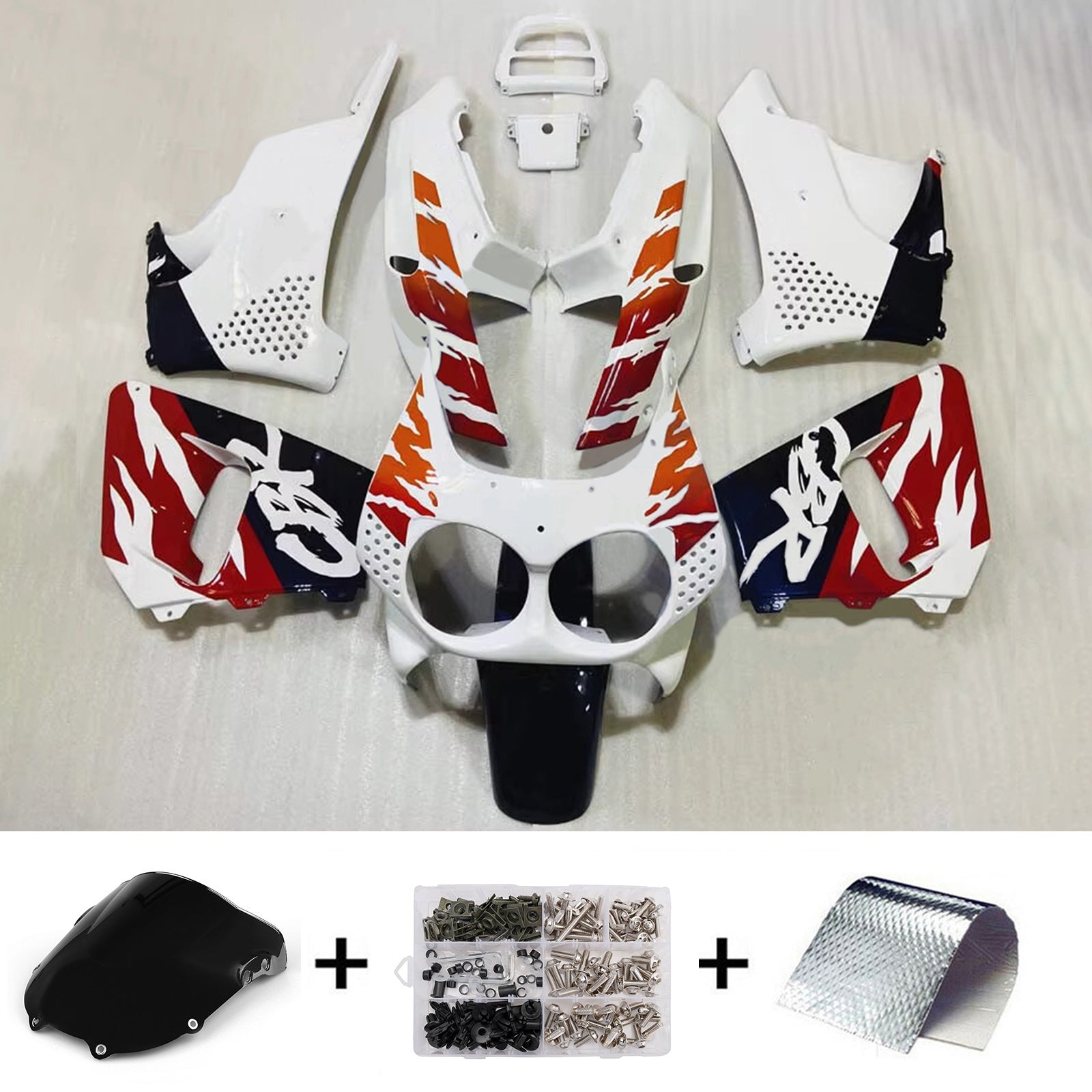 Amotopart 1992-1993 Honda CBR900RR 893 White Black Fairing Kit