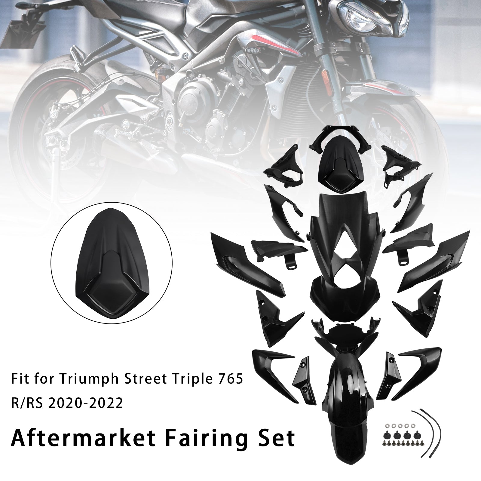 Amotopart 2020-2022 Triumph Street Triple 765 R/RS Unpainted Fairing Kit