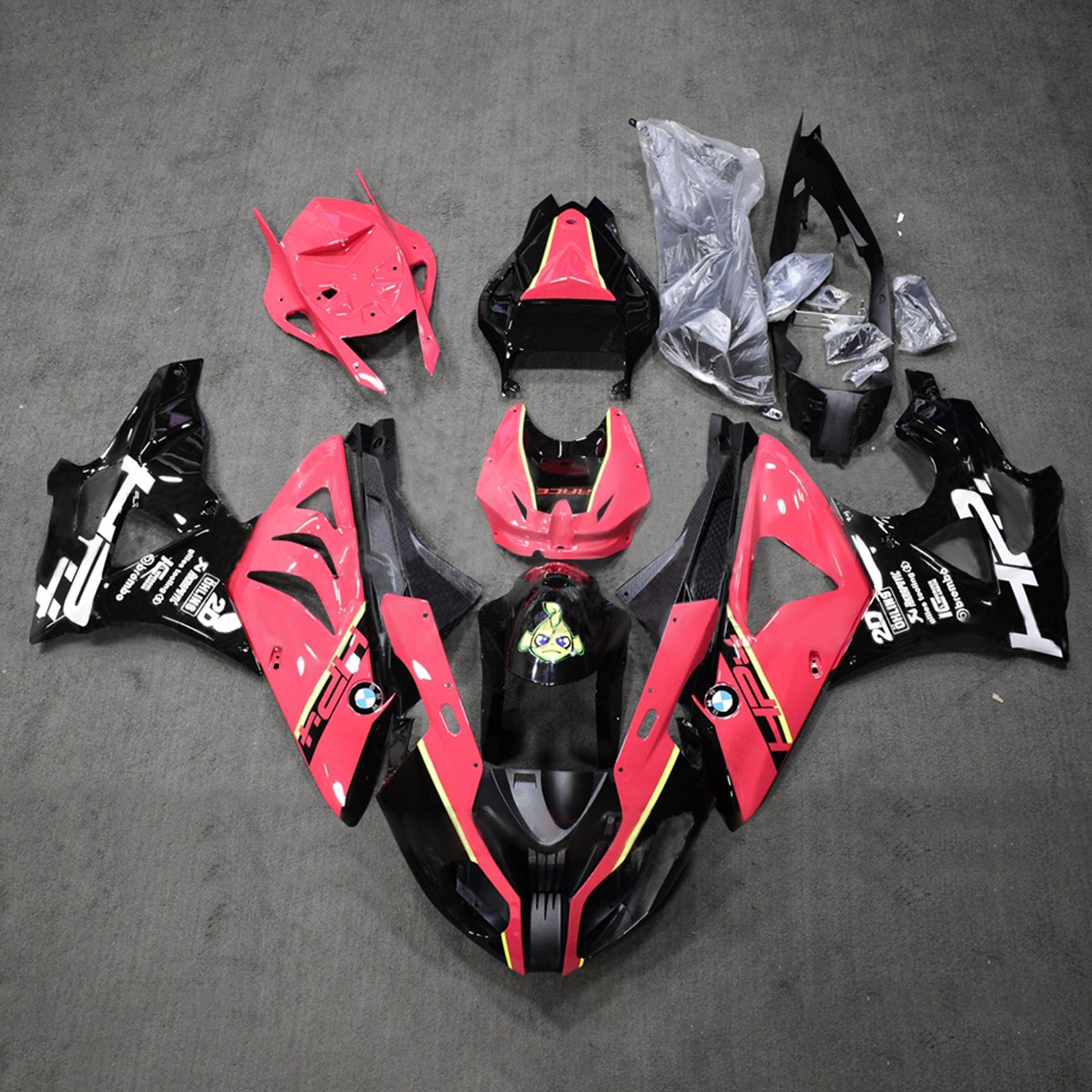 Amotopart 2009-2014 BMW S1000RR Black Pink Fairing Kit