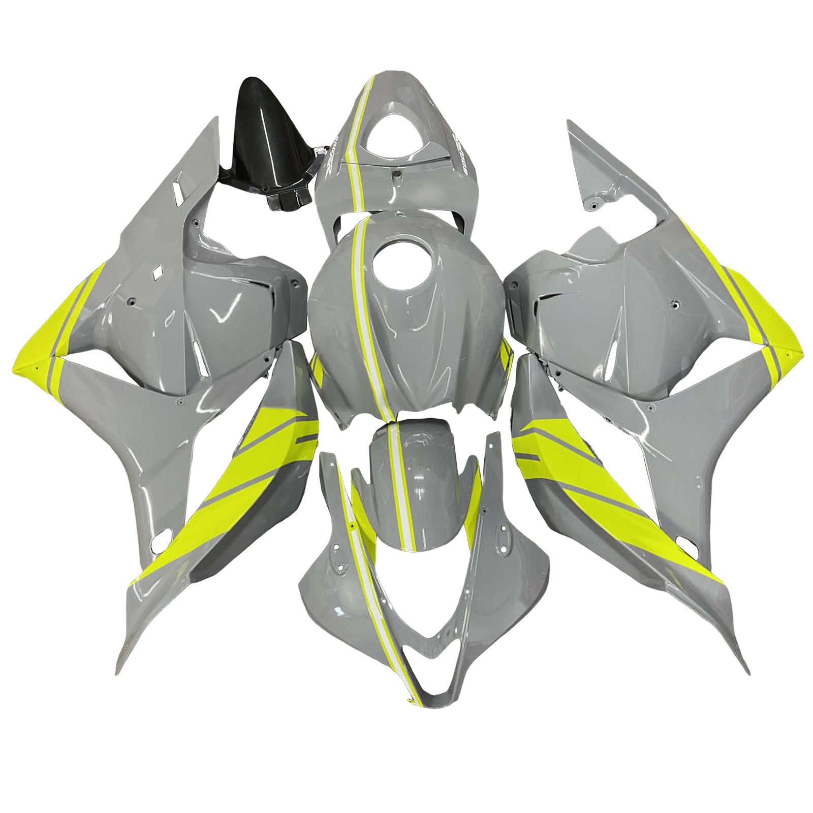Amotopart 2009-2012 Honda CBR600RR Grey Yellow Fairing Kit