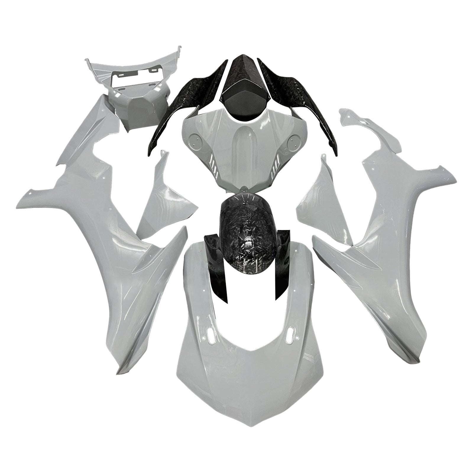 Amotopart 2015-2019 Yamaha YZF-R1 Grey & Black Forged Carbon Fiber Pattern Fairing Kit