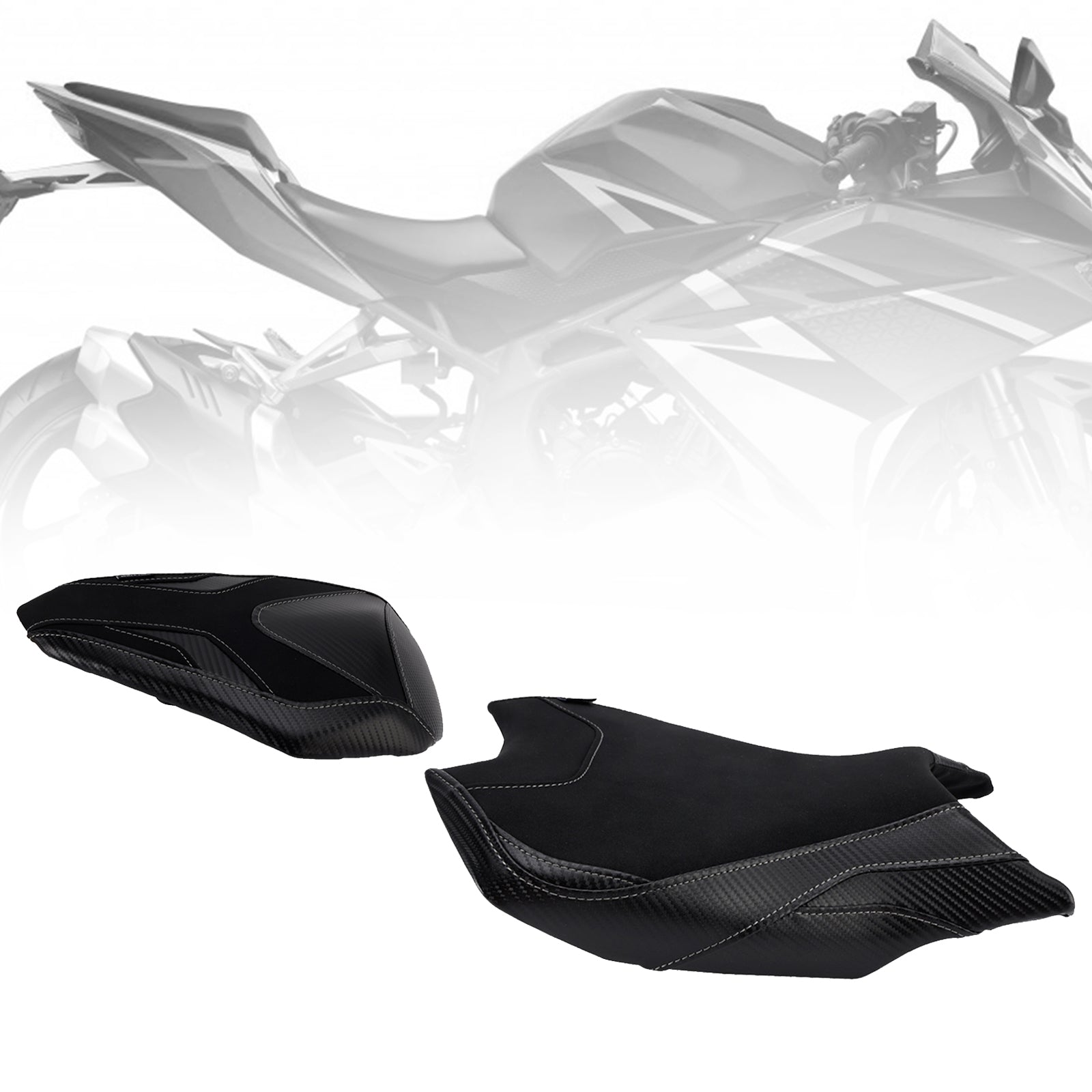 2017-2024 Honda Cbr250Rr Front&Rear Raider Passenger Cushion Kit Black