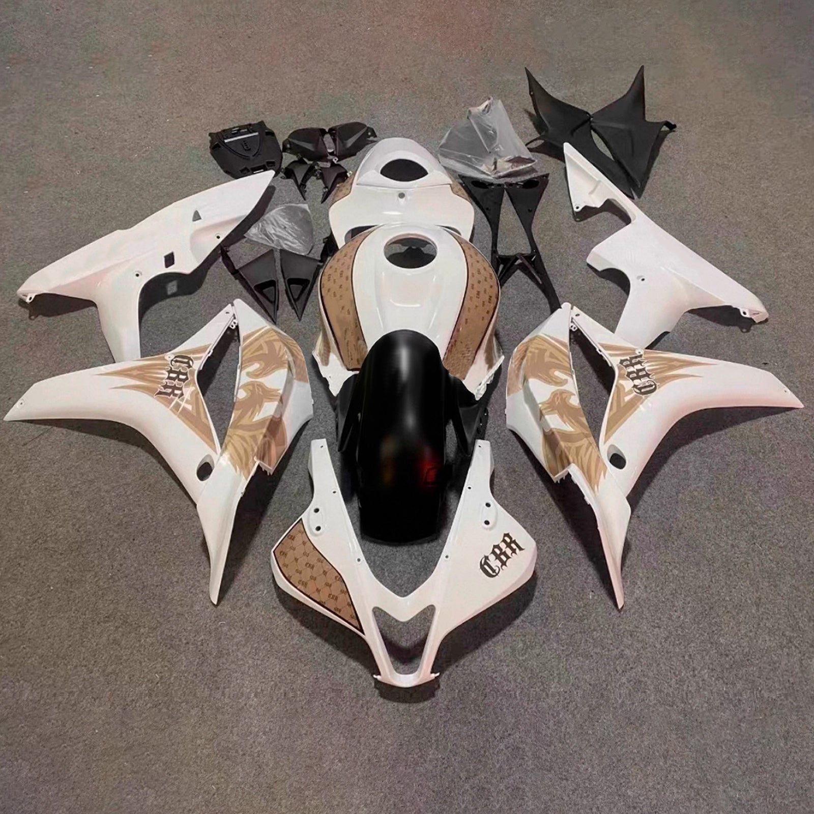 Amotopart 2007-2008 Honda CBR600RR White Khaki Fairing Kit