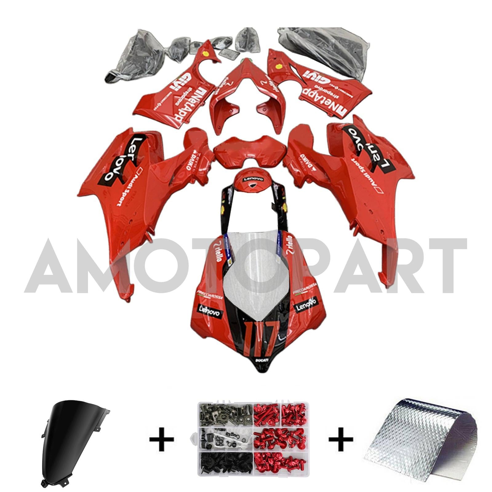 Amotopart Ducati 20-21 Panigale V4 V4S Red Style2 Fairing Kit