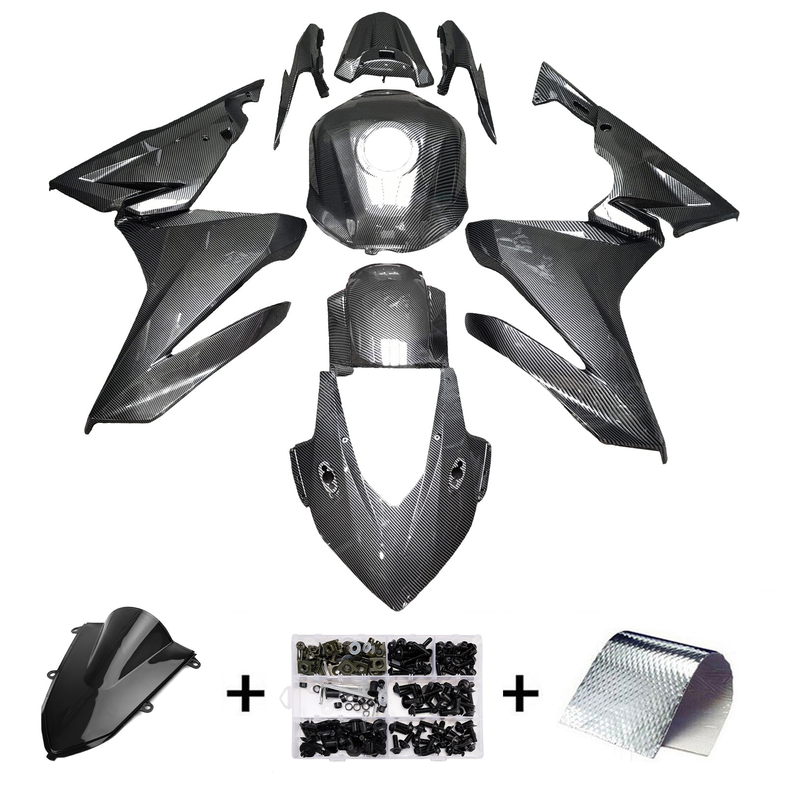Amotopart 2022-2023 Honda CBR500R Carbon Fiber Pattern Fairing Kit