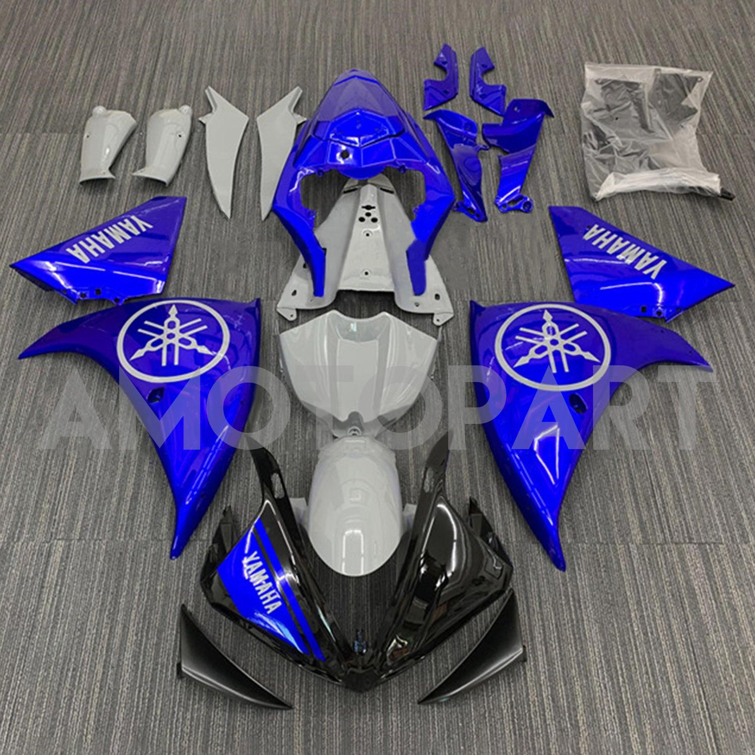 Amotopart 2012-2014 Yamaha YZF 1000 R1 Black Blue Gray Fairing Kit