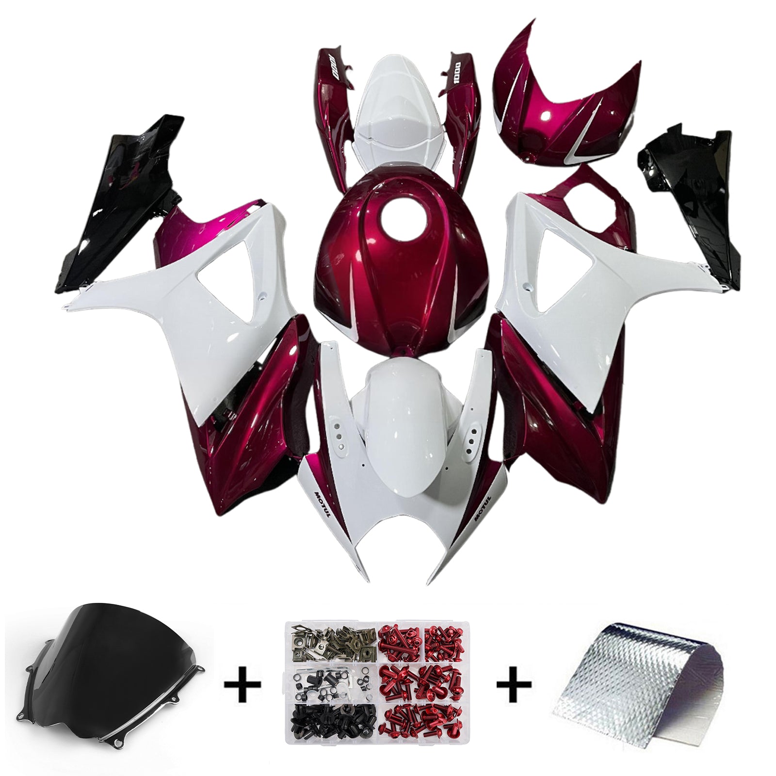Amotopart 2007-2008 Suzuki GSXR1000 Red White Fairing Kit
