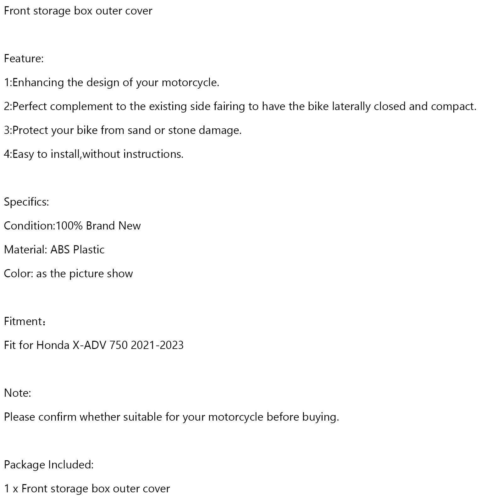 Front storage box outer cover Fairing Cowl for Honda X-ADV 750 XADV 2021-2023