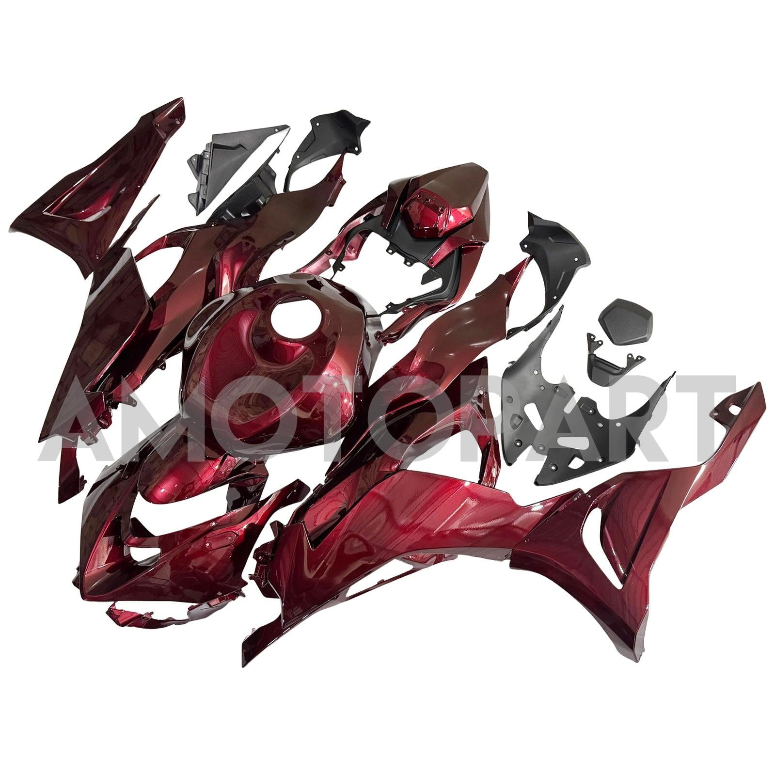 Amotopart 2024-2025 Kawasaki ZX-6R Glossy Red Black Fairing Kit