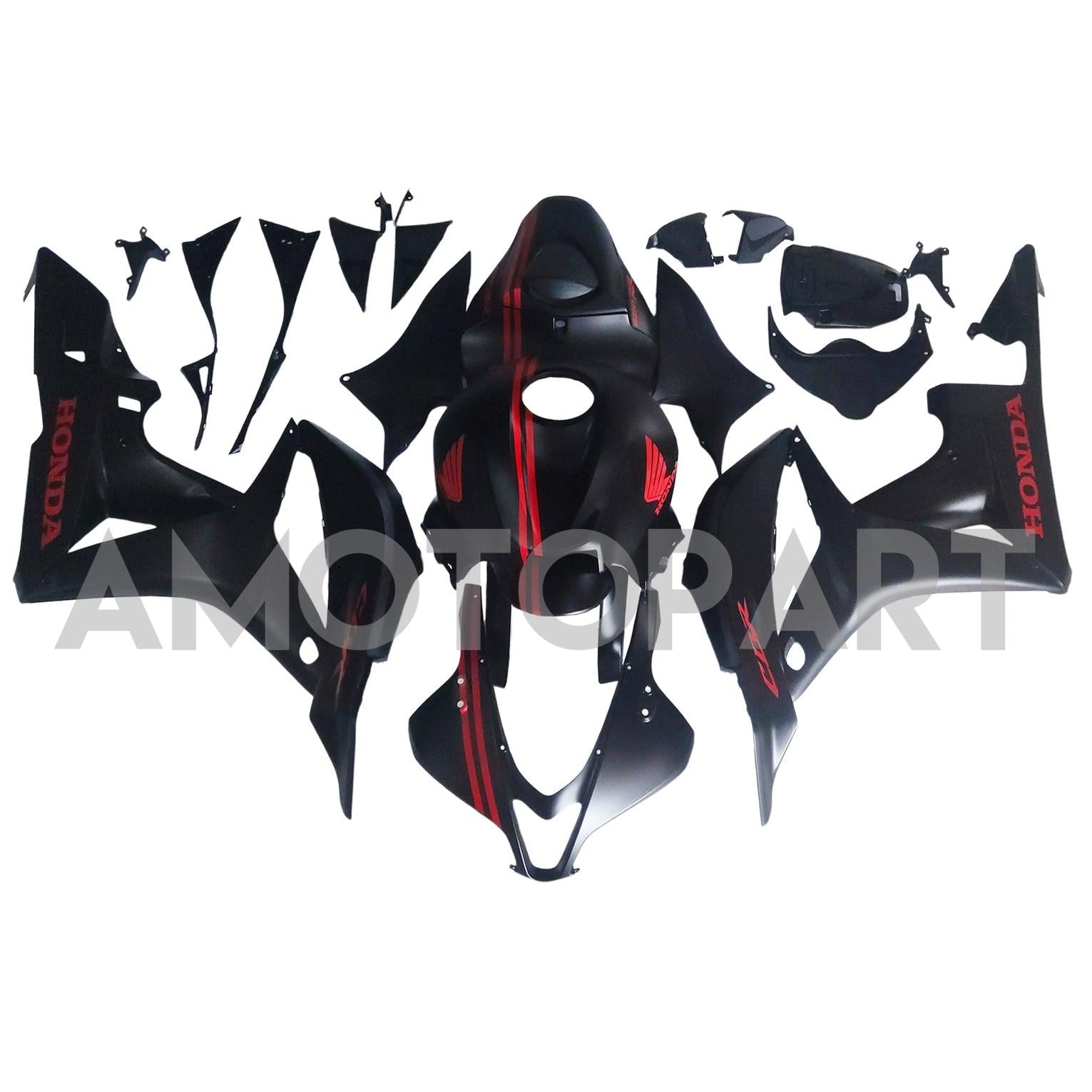 Amotopart 2007-2008 Honda CBR600RR Matte Black Red Fairing Kit