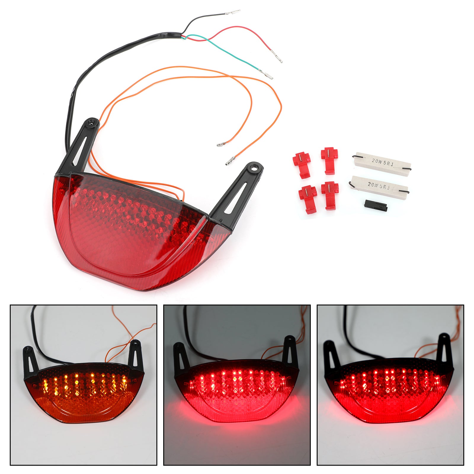 07-12 Honda CBR 600RR Motorcycle Rear Brake Turn Signals Taillight Red