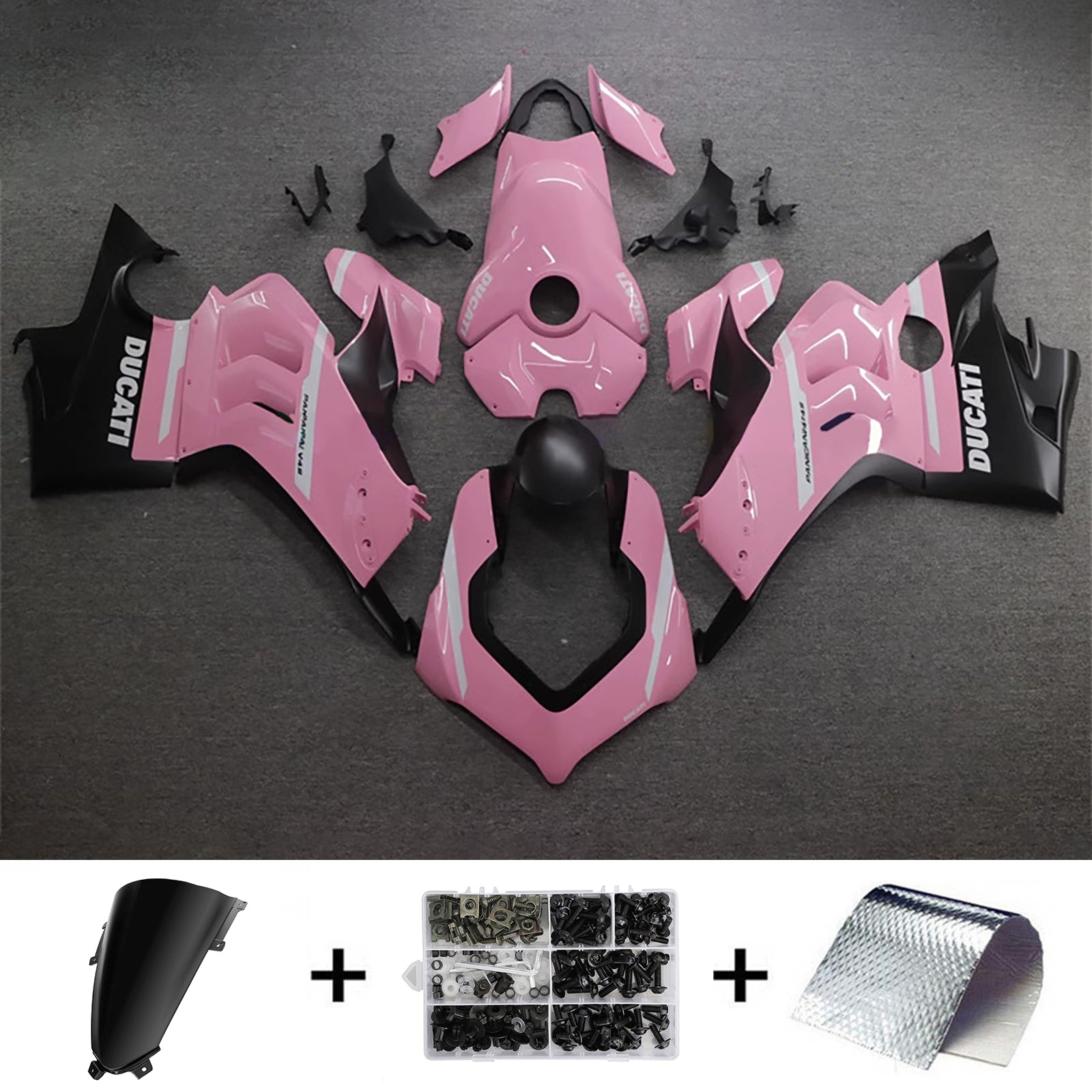 AMOTOPART DUCATI 20-21 V4 V4Sブラックピンクフェアリングキット