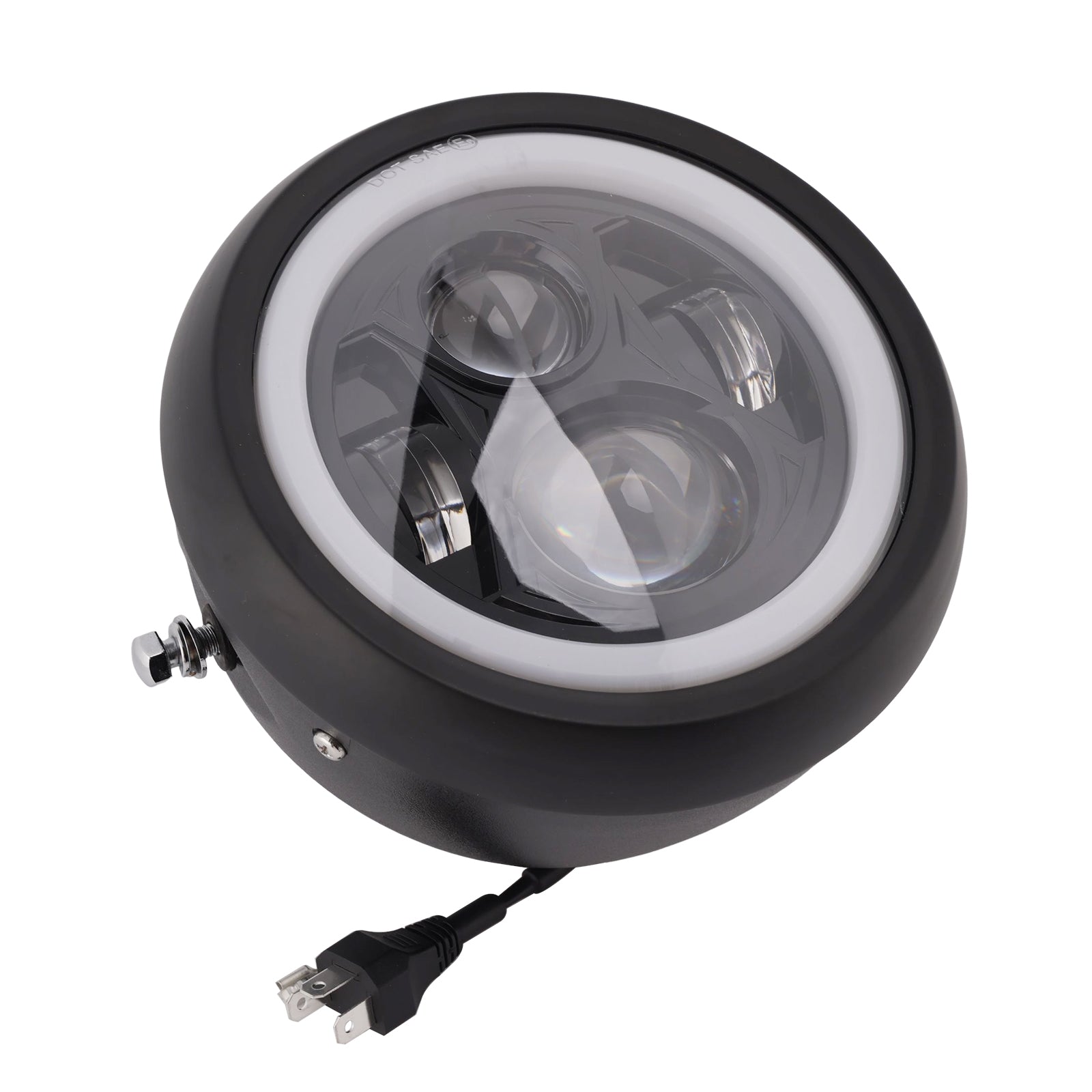7.5" Motorcycle Spotlight Headlight Led 4000lm For Cruise Cafe Racer Chrome
