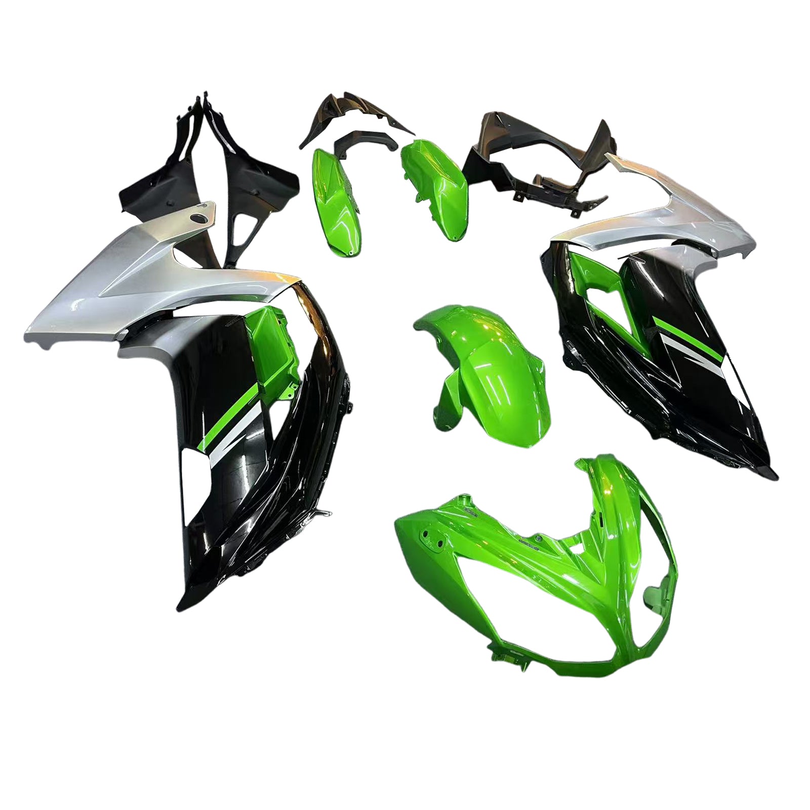 Amotopart 2012-2016 Kawasaki Ninja 650 EX650 Green Black White Fairing Kit