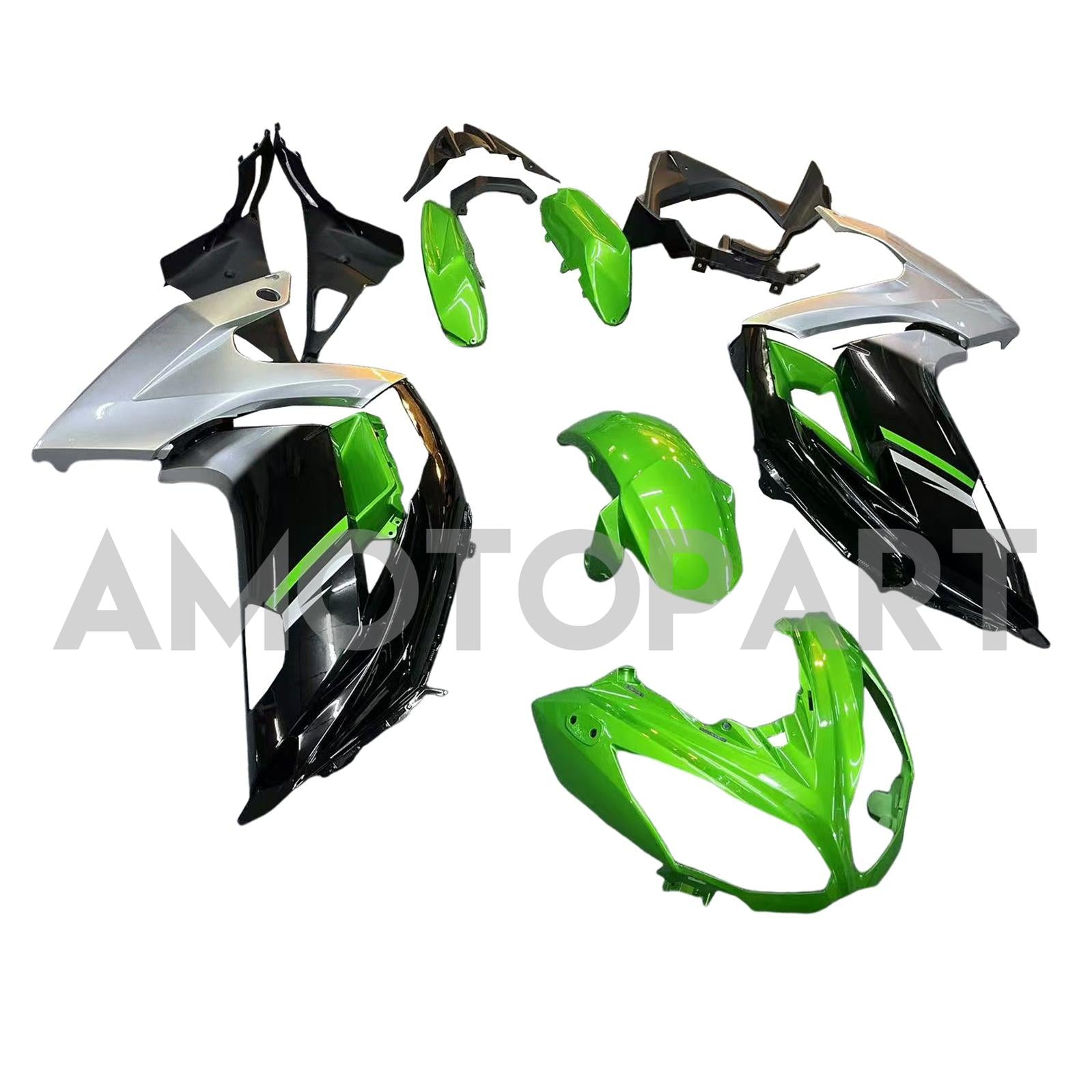 Amotopart 2012-2016 Kawasaki Ninja 650 EX650 Green Black White Fairing Kit