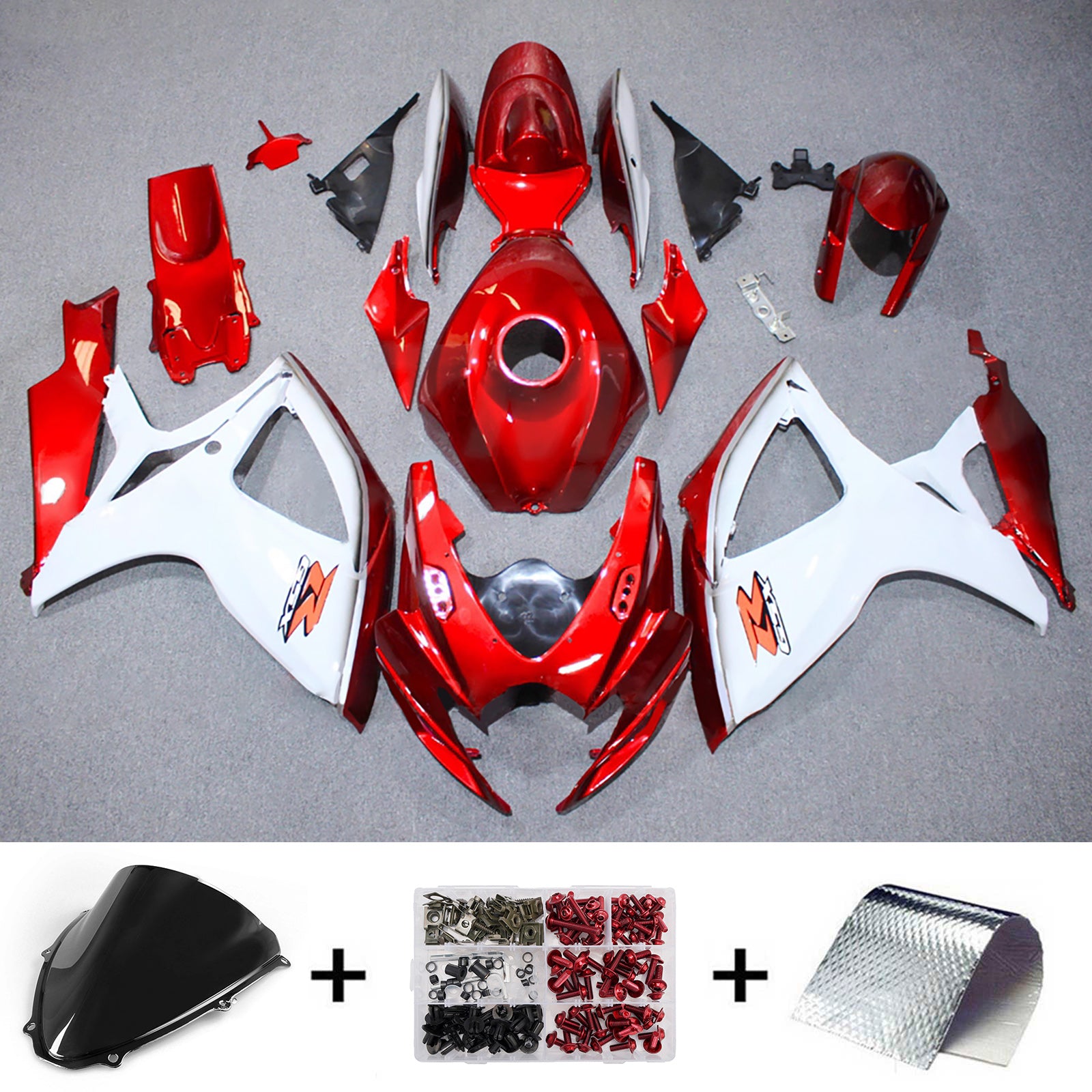 Amotopart 2006-2007 Suzuki GSXR 600/750 Red White Fairing Kit