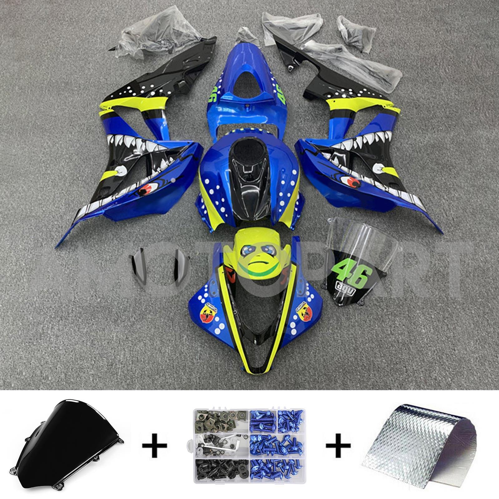 Amotopart 2007-2008 Honda CBR600RR Yellow Blue Fairing Kit