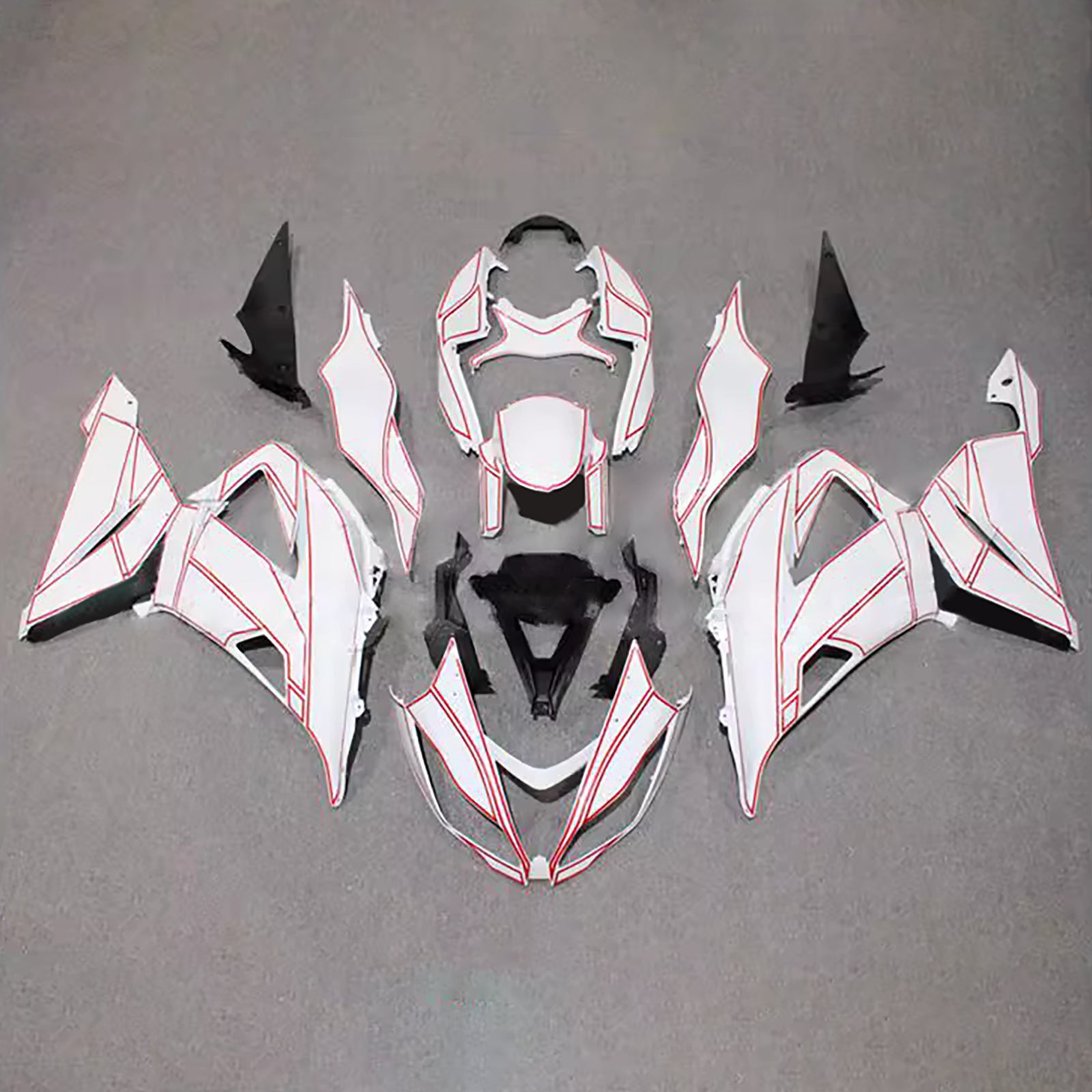 Amotopart 2013-2018 Kawasaki ZX6R 636 White Red Fairing Kit