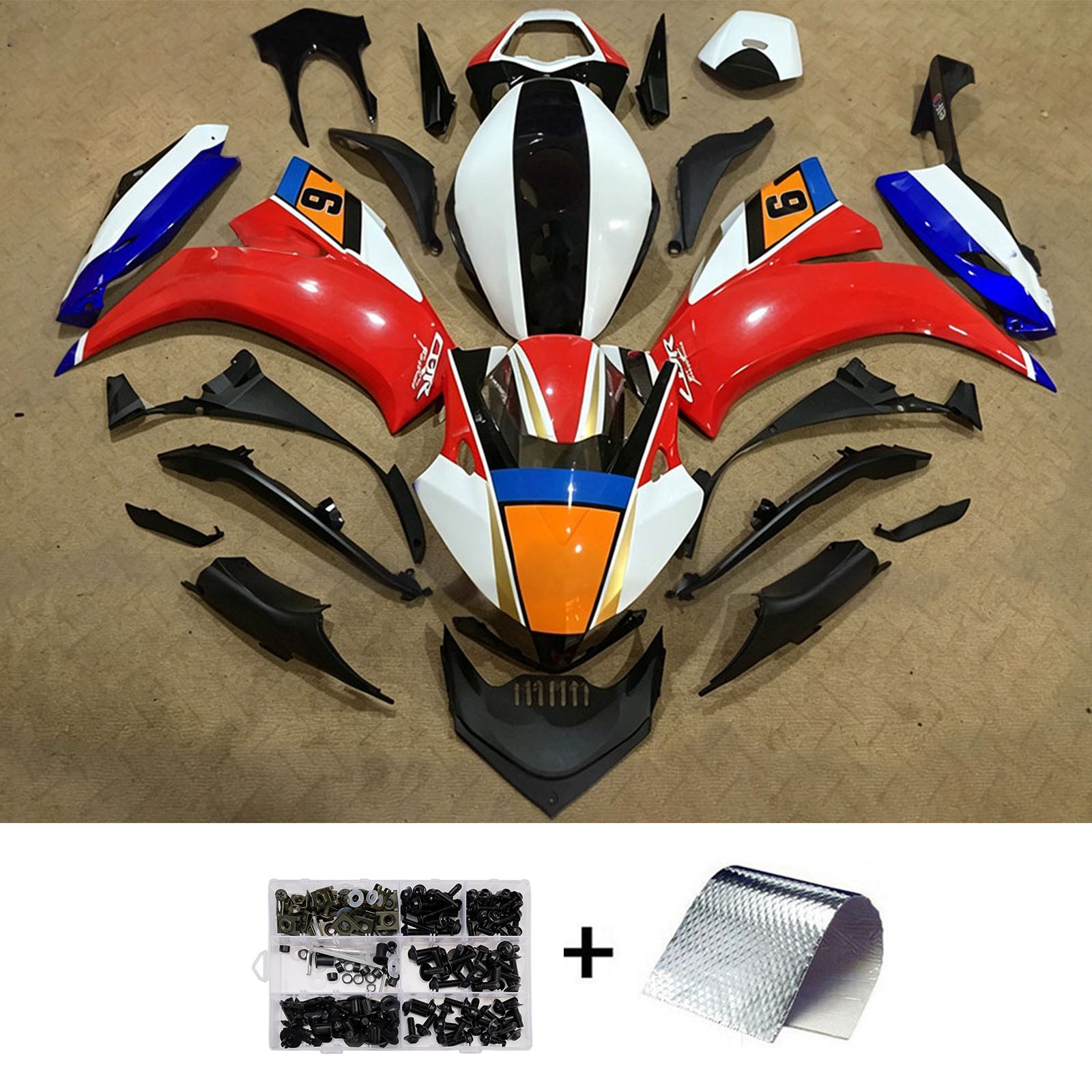 Amotopart 2012-2016 Honda CBR1000RR White/Red/Blue Fairing Kit