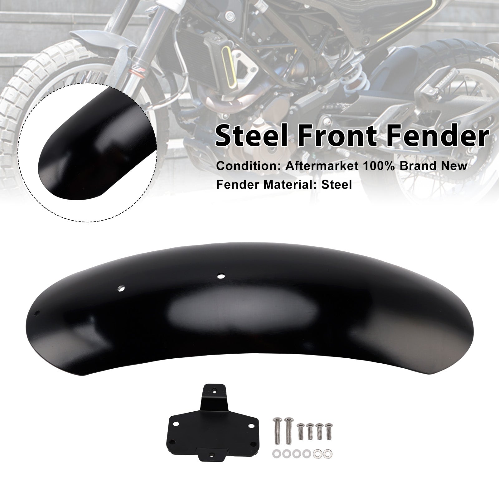 2019-2023 Husqvarna Vitpilen 125 250 401 Svartpilen Steel Front Fender