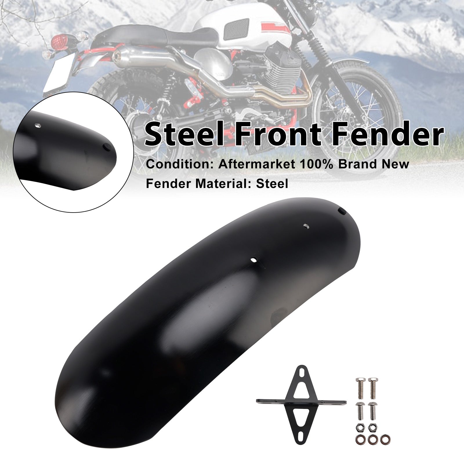 10-16 Parafango anteriore in acciaio speciale MOTO GUZZI V7 II Stone Classic