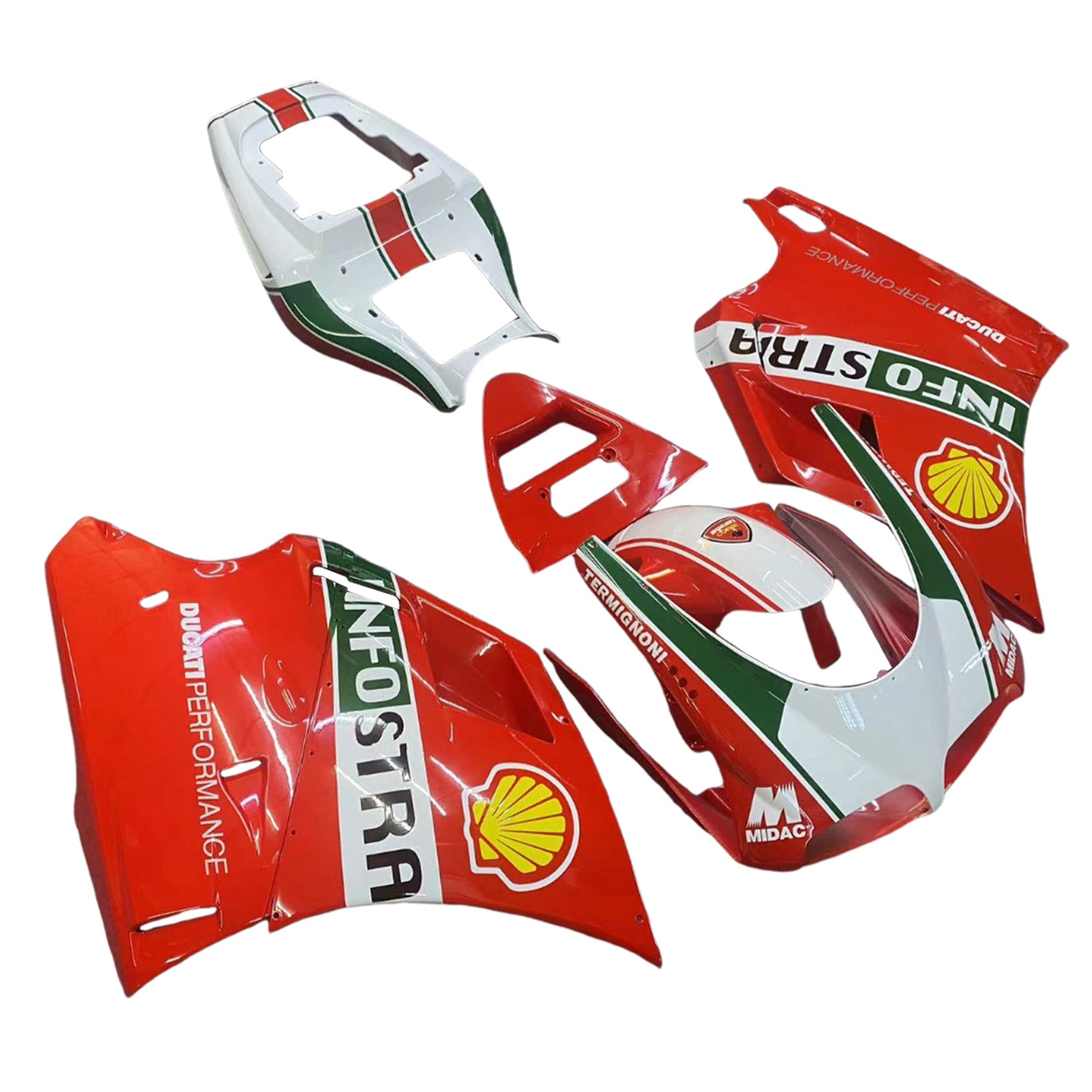 Amotopart 1996-2002 Ducati 748/916/996/998 Red Green White Fairing Kit