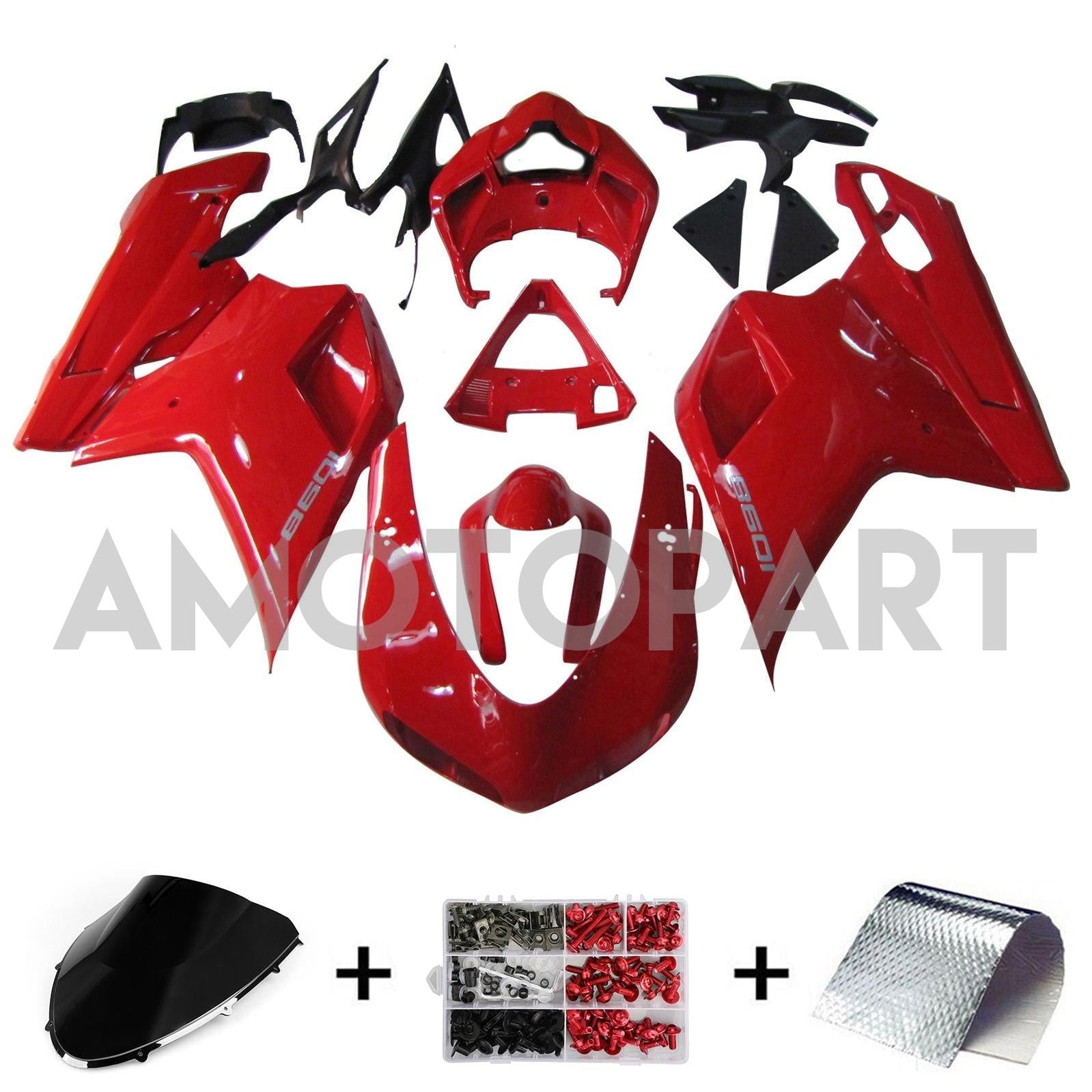 Amotopart All Years Ducati 1098 1198 848 Red Fairing Kit