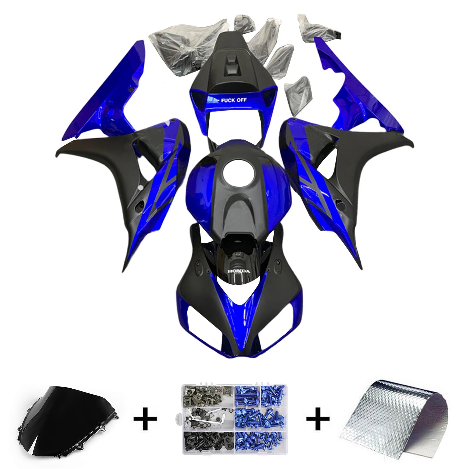 Amotopart 2006-2007 Honda CBR1000RR Bleu&Kit de carénage noir