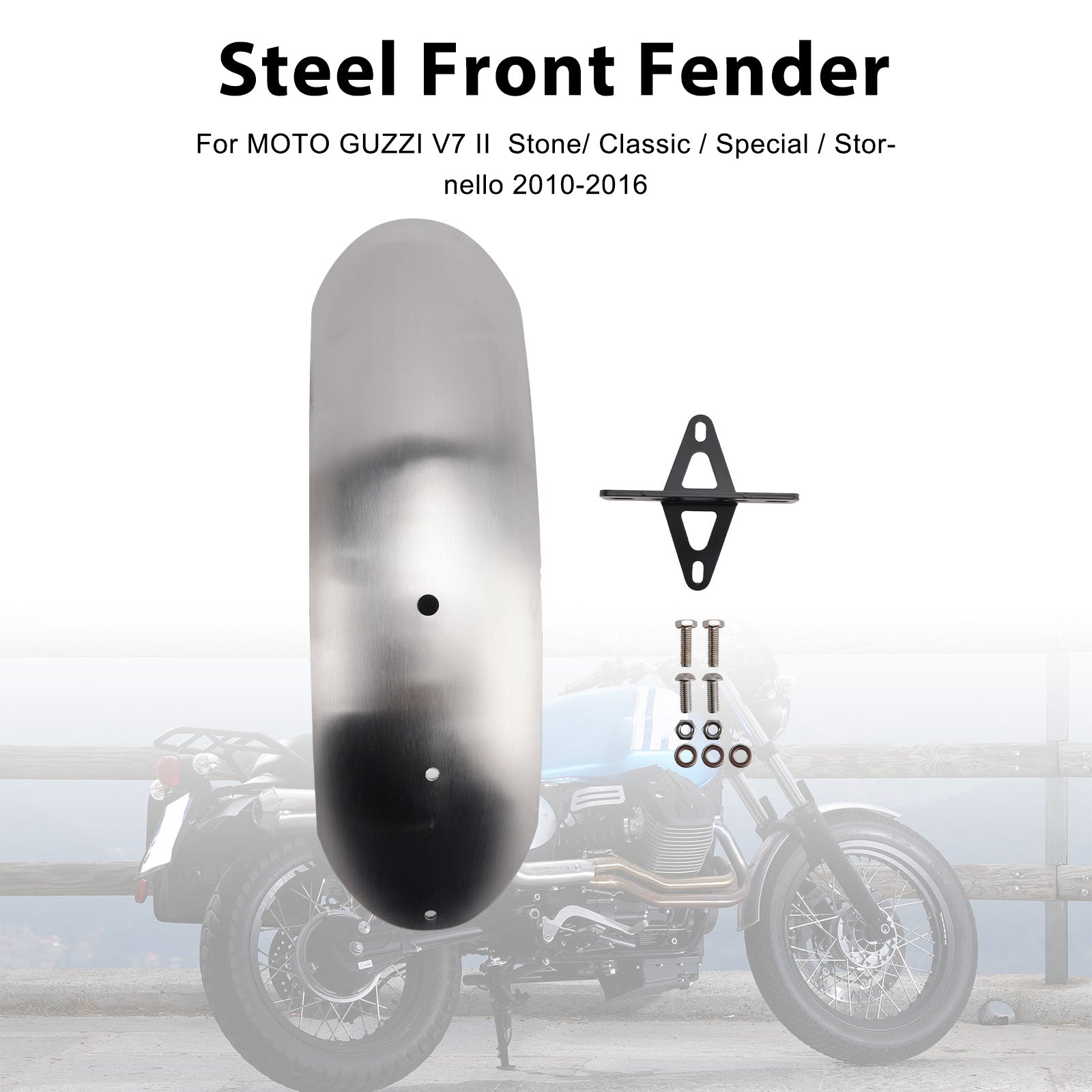 10-16 Parafango anteriore in acciaio speciale MOTO GUZZI V7 II Stone Classic