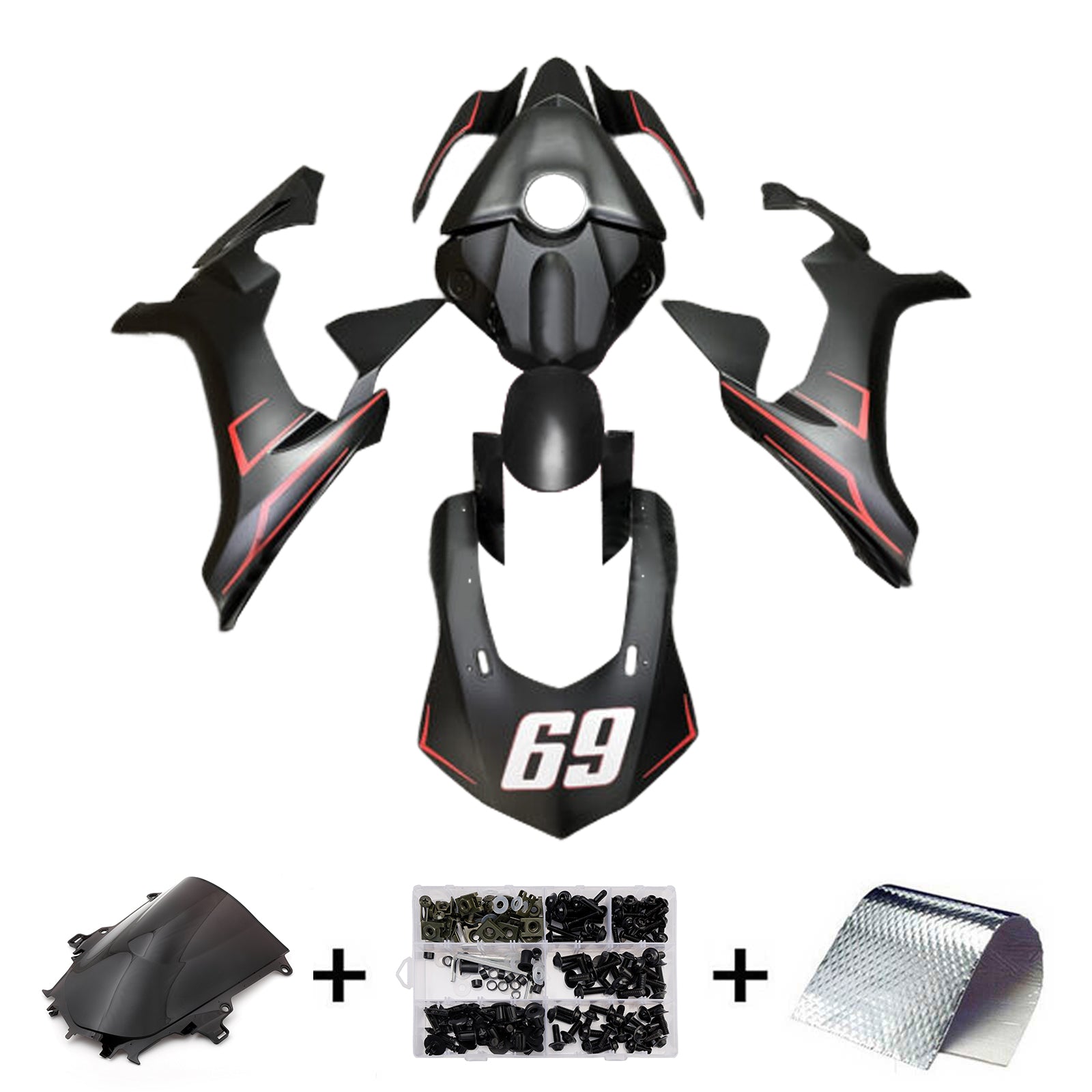 Amotopart 2015-2019 Yamaha YZF-R1 Black Fairing Kit