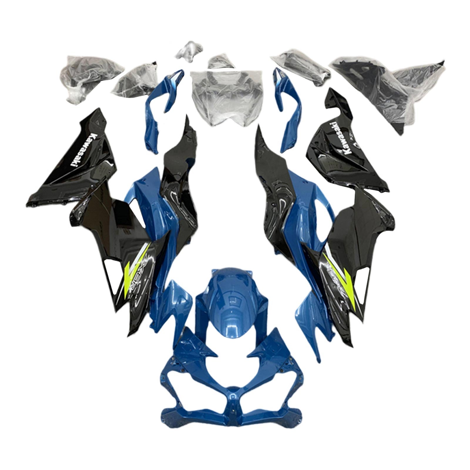 Amotopart 2019-2023 Kawasaki ZX6R Blau&Schwarzes Verkleidungskit