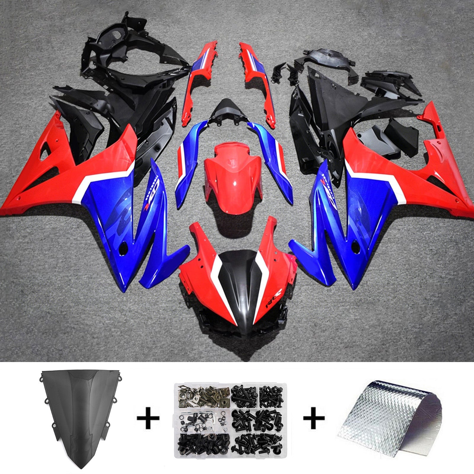 Amotopart 2016-2018 Honda CBR500R Rød/Blå Fairing Kit