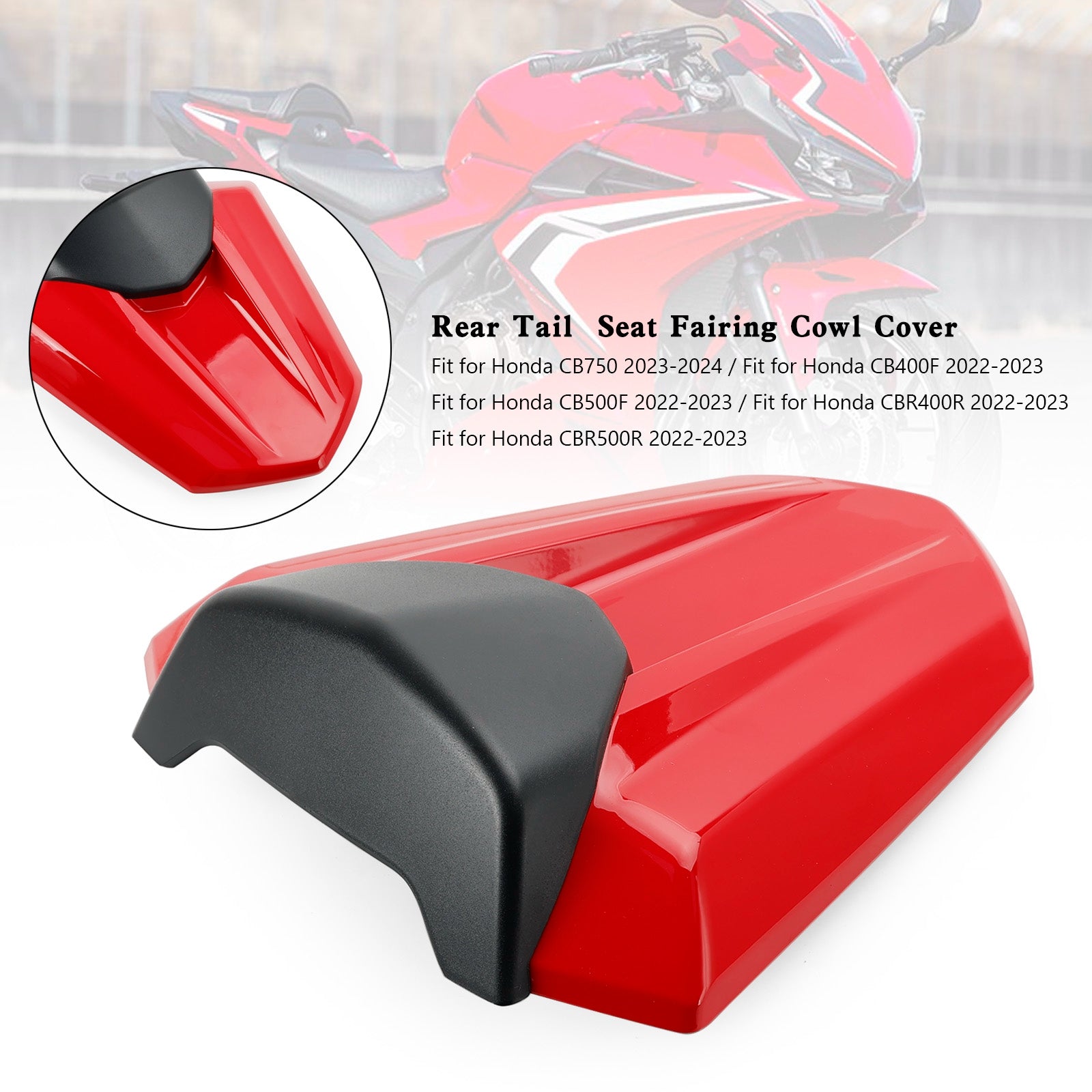 Cubierta de carenado de asiento trasero para Honda CB750 CB400F CB500F CBR400R CBR500R 22-23