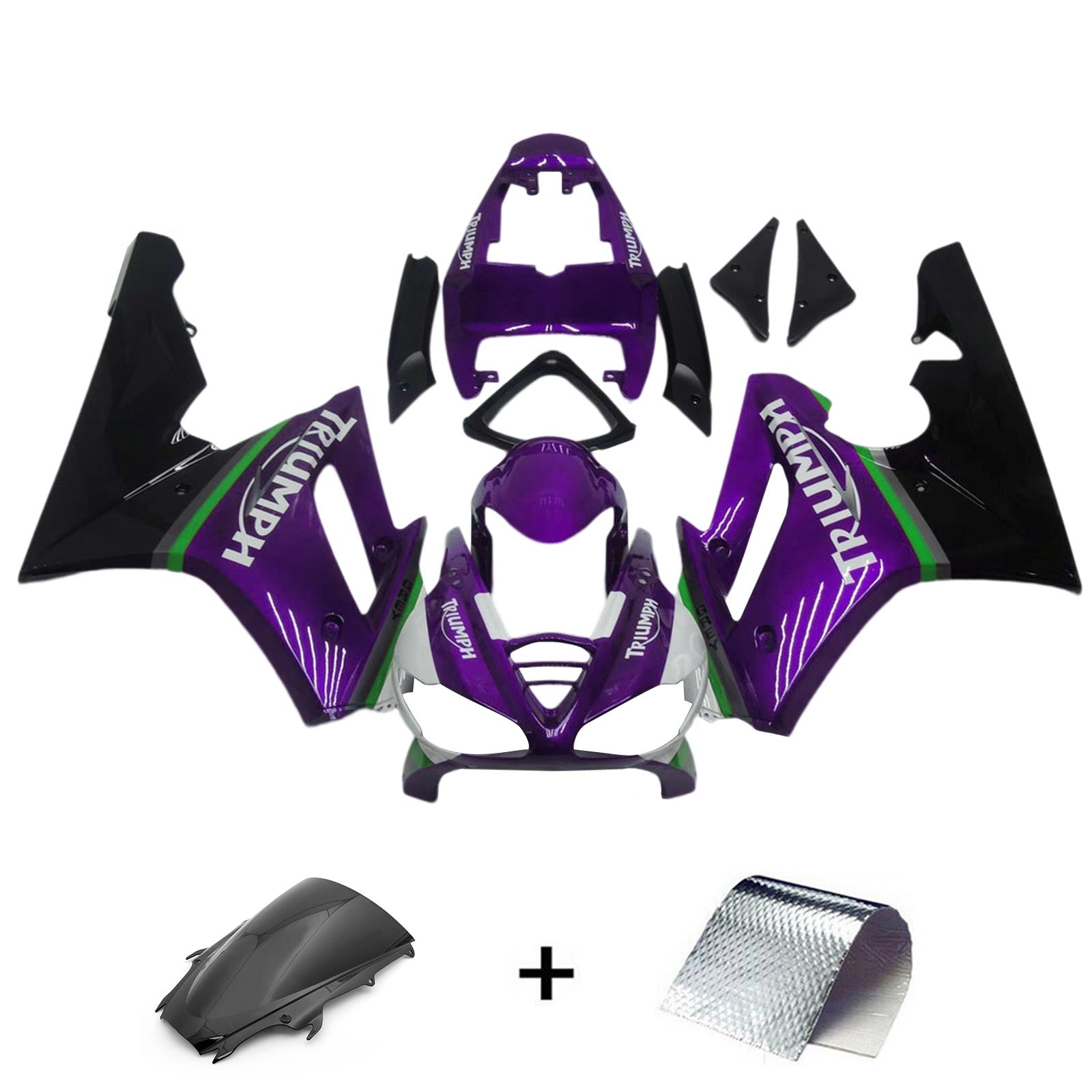 Amotopart 2009-2012 Triumph Daytona 675 Black & Purple Style2 Kit de carenagem