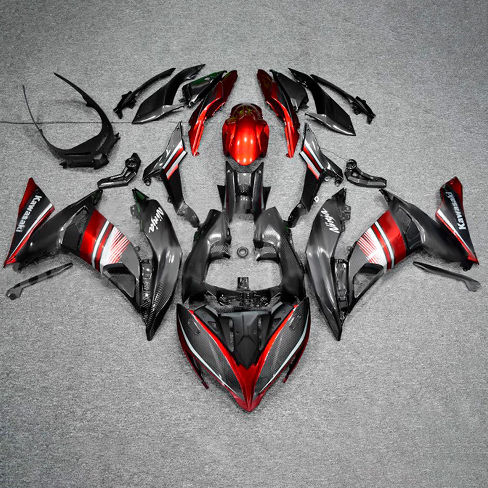 Amotopart 2017-2019 Kawasaki ER6F/Ninja650R Black Red Fairing Kit