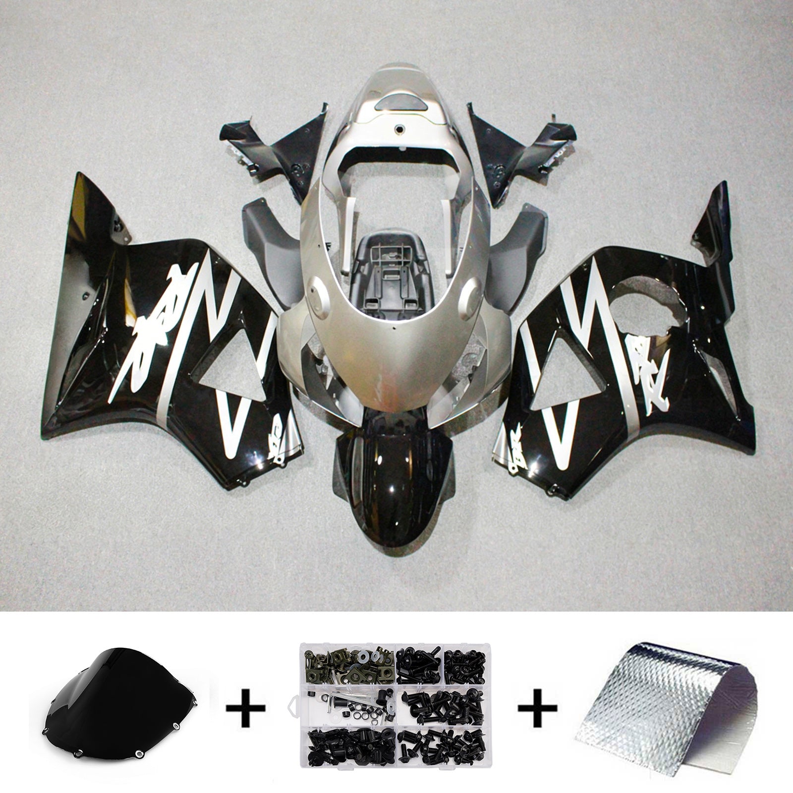 Amotopart 2002–2003 Honda CBR954 Schwarz/Silber Verkleidungsset