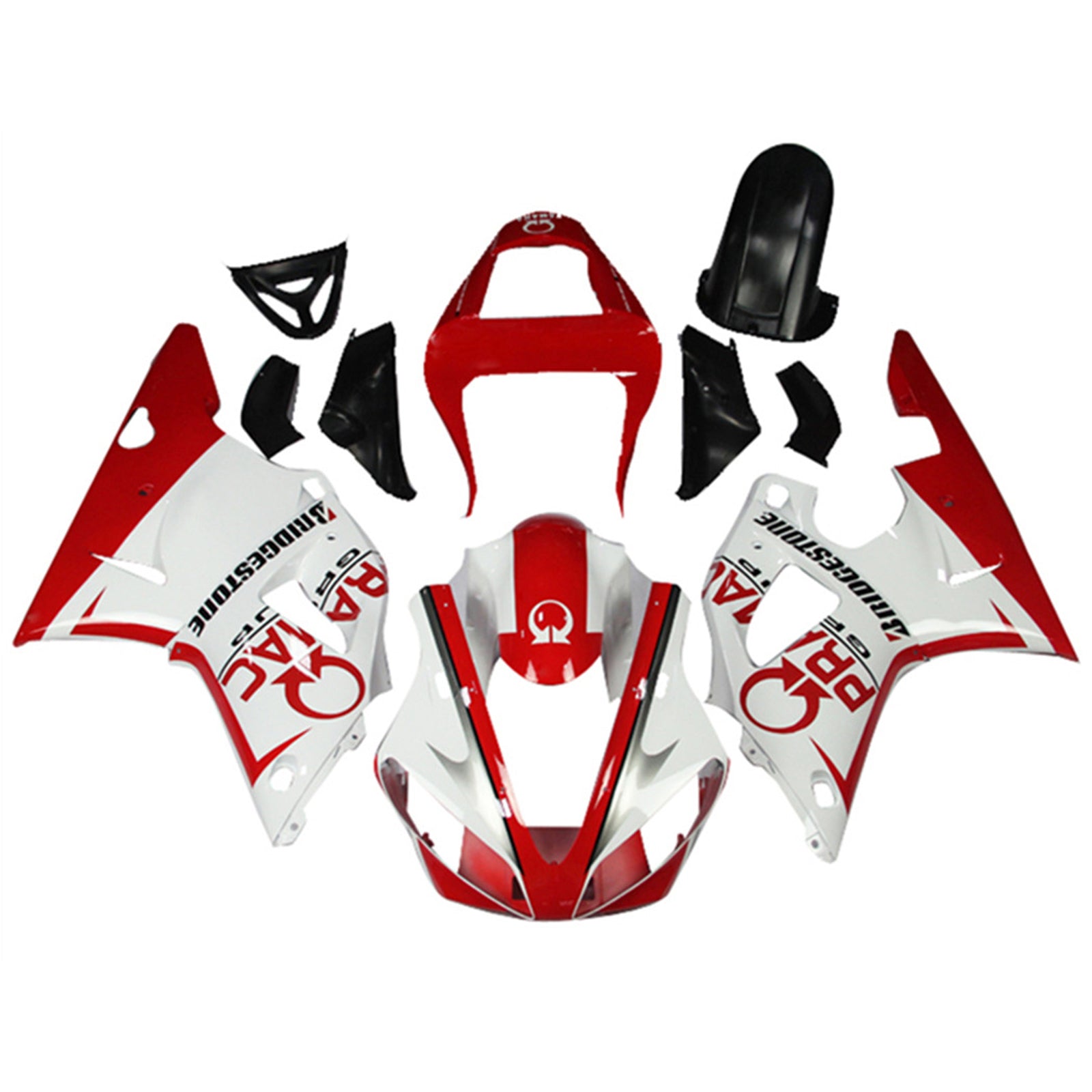 Amotopart 1998-1999 Yamaha YZF 1000 R1 Red & White Style2 Fairing Kit