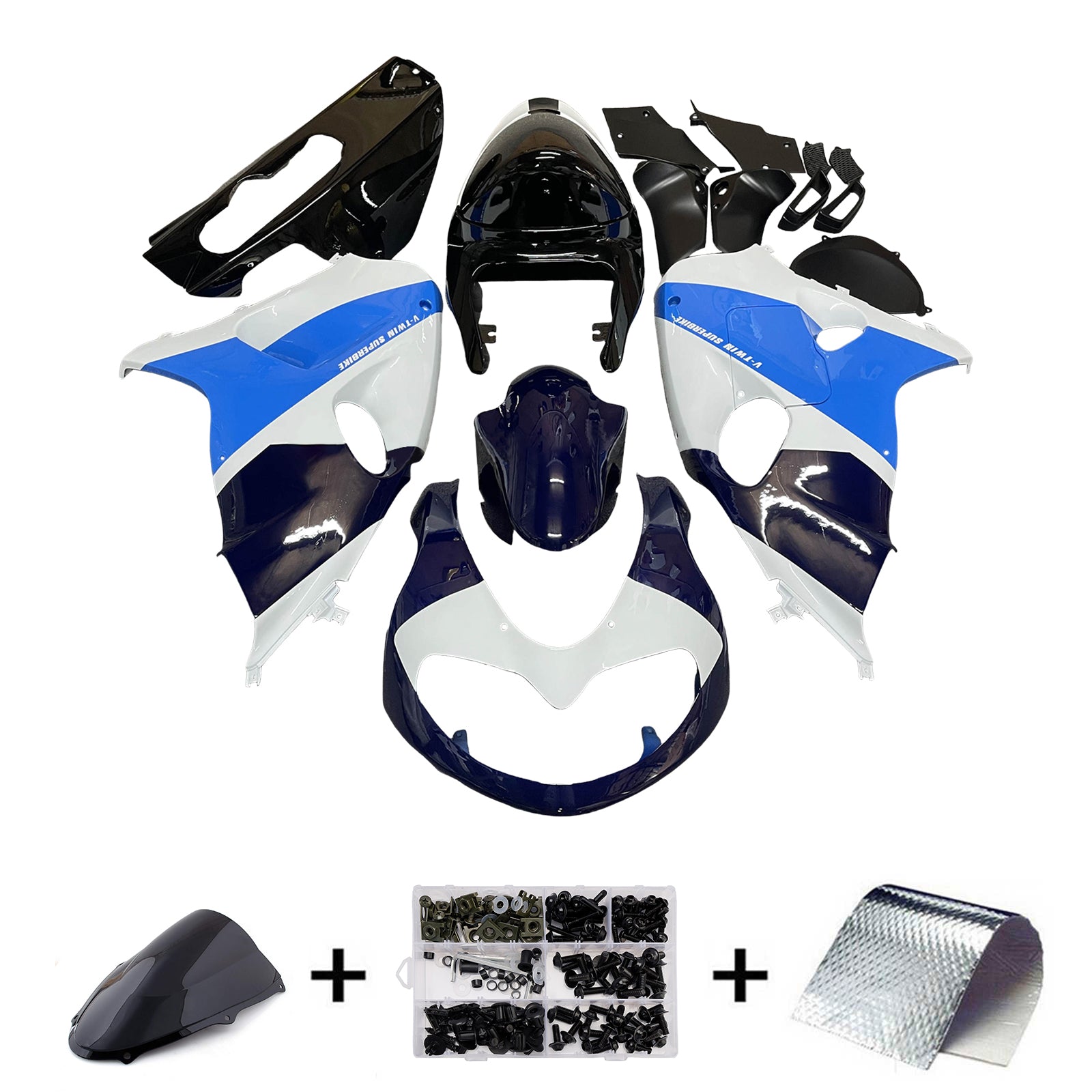 Amotopart 1998-2003 Suzuki TL1000R Black White Blue Fairing Kit