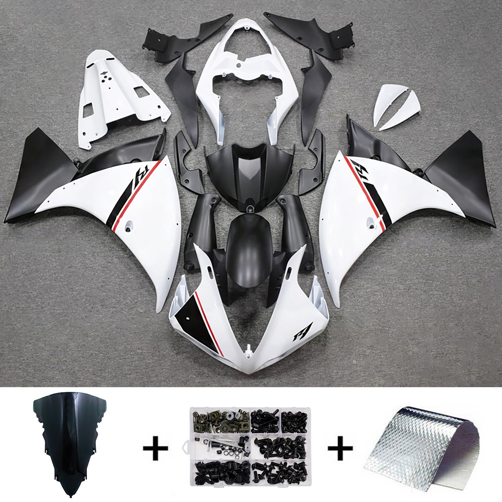 Amotopart 2009-2011 Yamaha YZF-R1 Hvid/Sort Fairing Kit