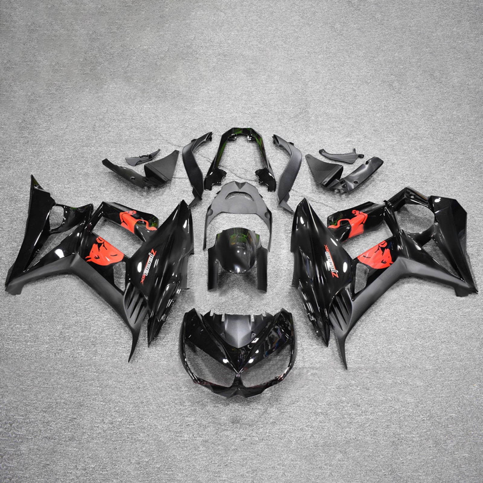 Amotopart 2010-2015 Kawasaki Z1000SX Black Red Fairing Kit