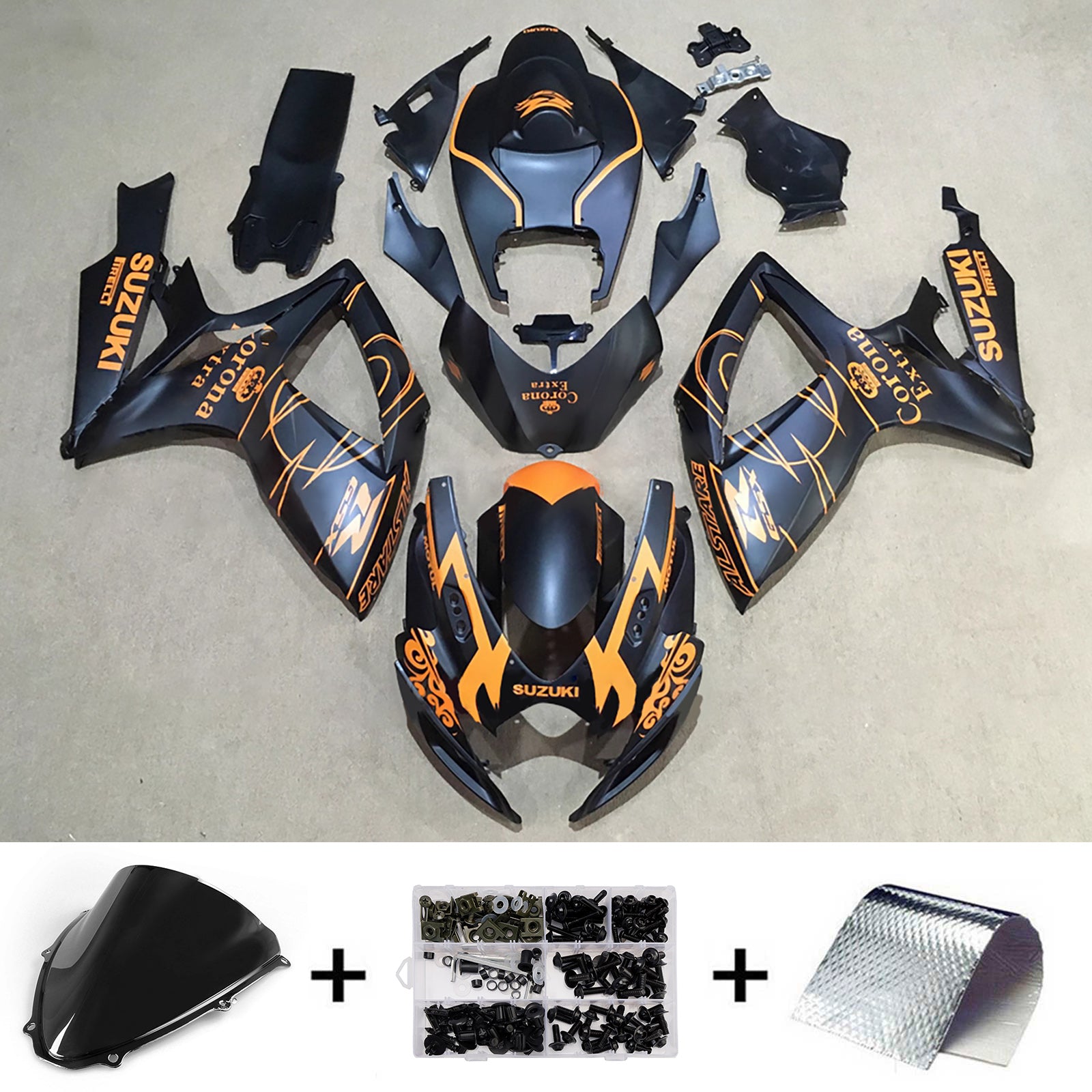 Amotopart 2006-2007 Suzuki GSXR 600/750 Black Orange Fairing Kit